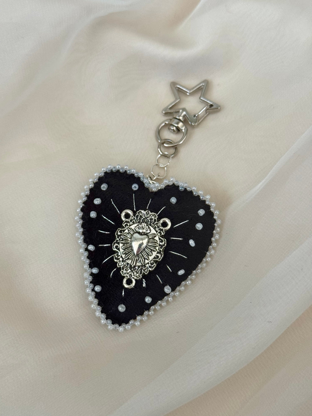 Pearl Sacred Offering Black Velvet Bag Charm