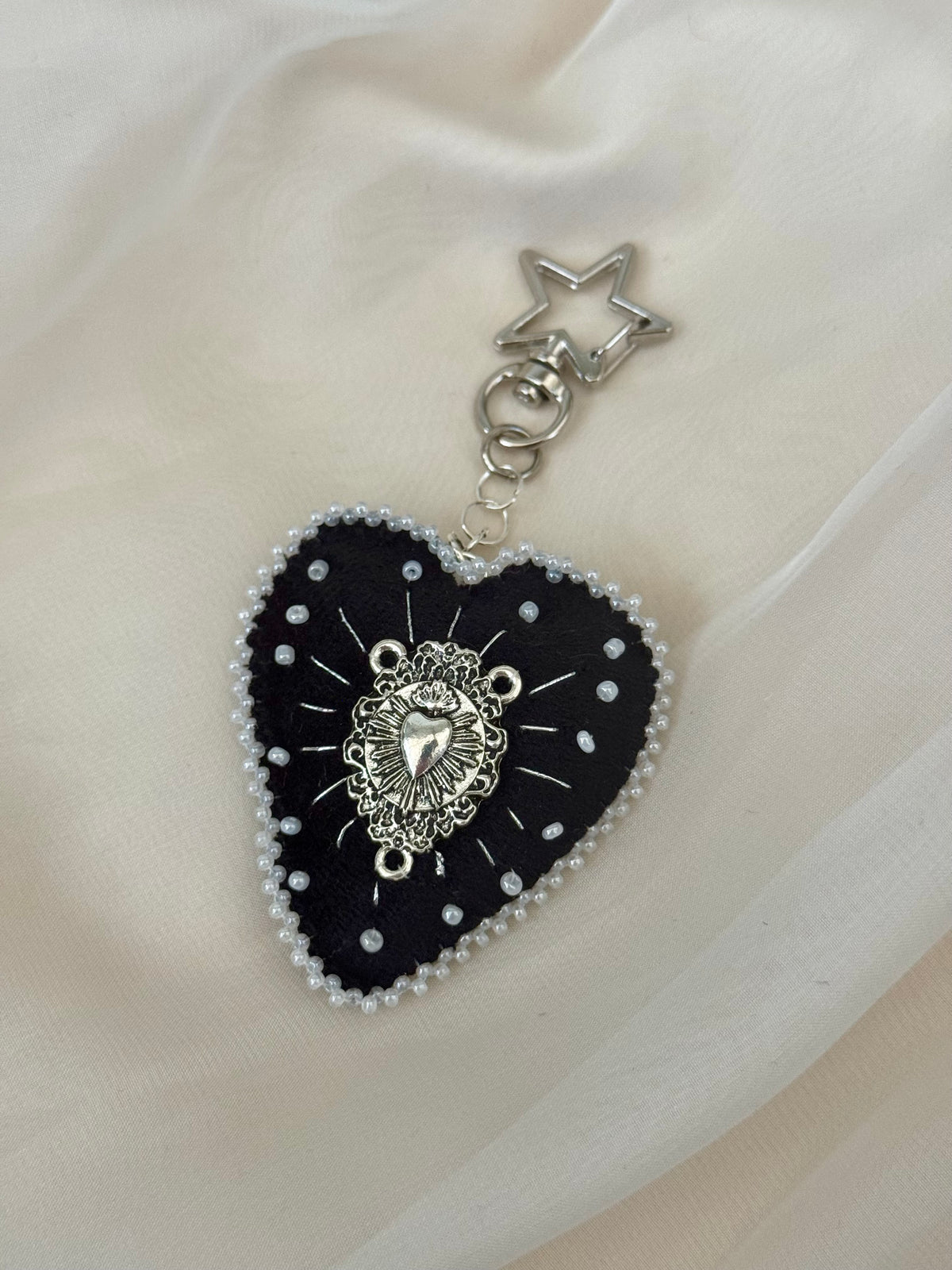 Pearl Sacred Offering Black Velvet Bag Charm