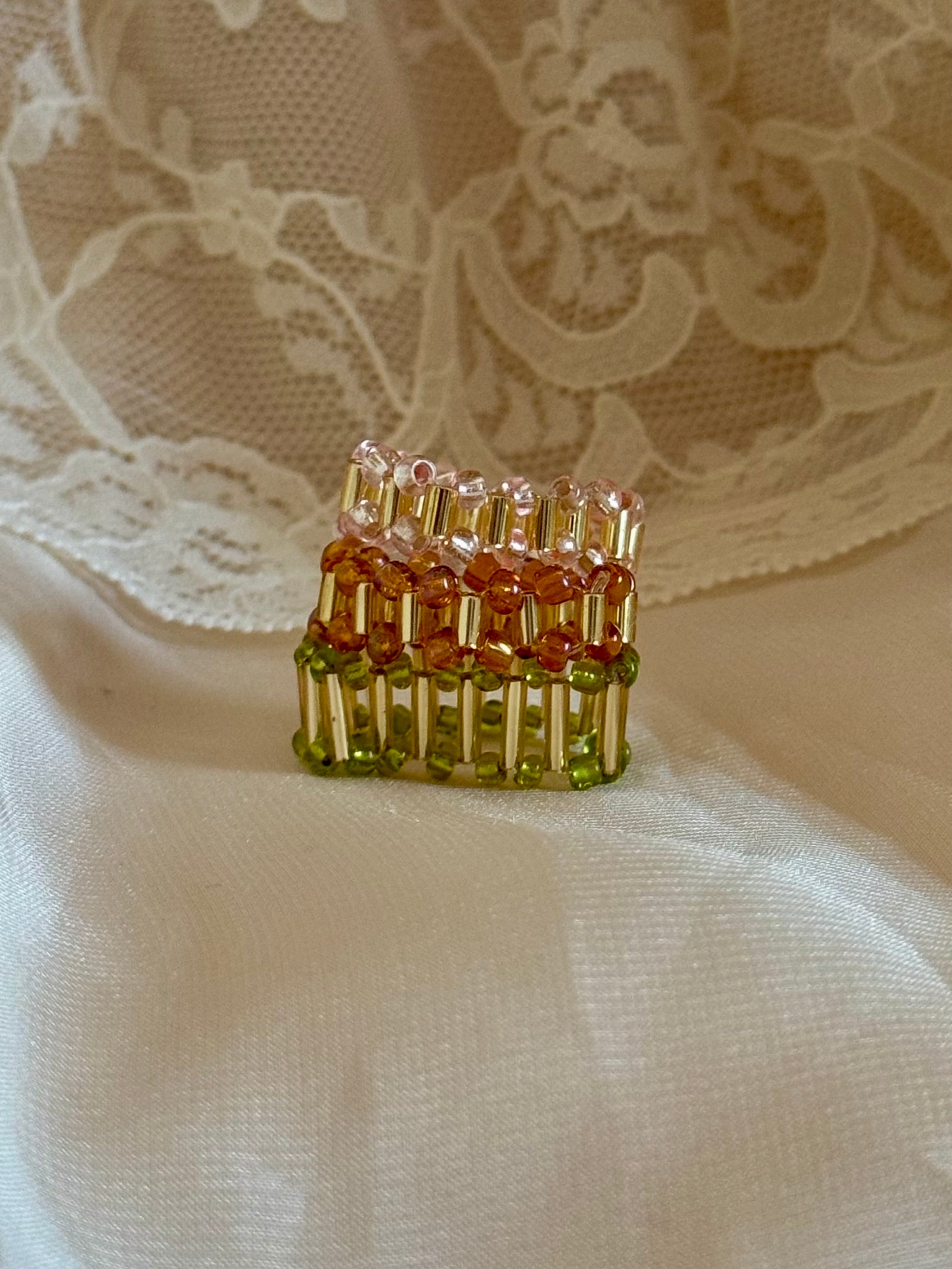 Coronet Hand Beaded Ring