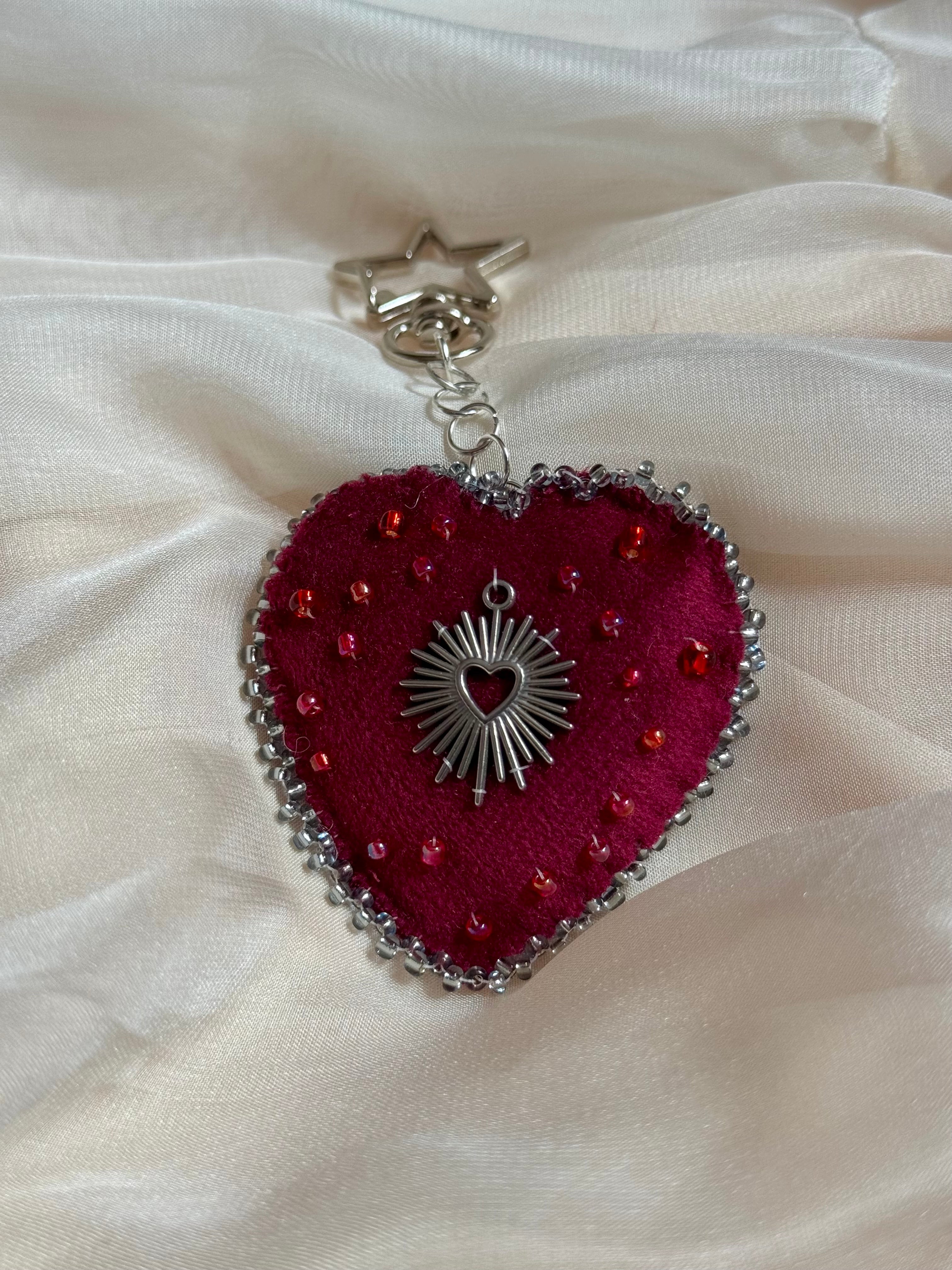 Misplaced Devotion Velvet Sacred Heart Bag Charm