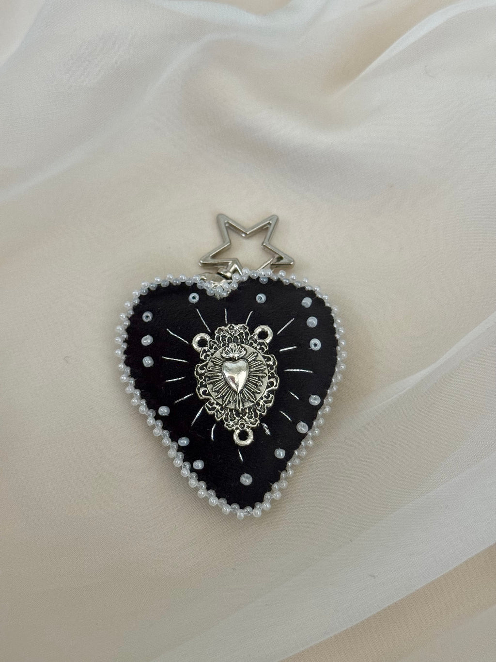 Pearl Sacred Offering Black Velvet Bag Charm