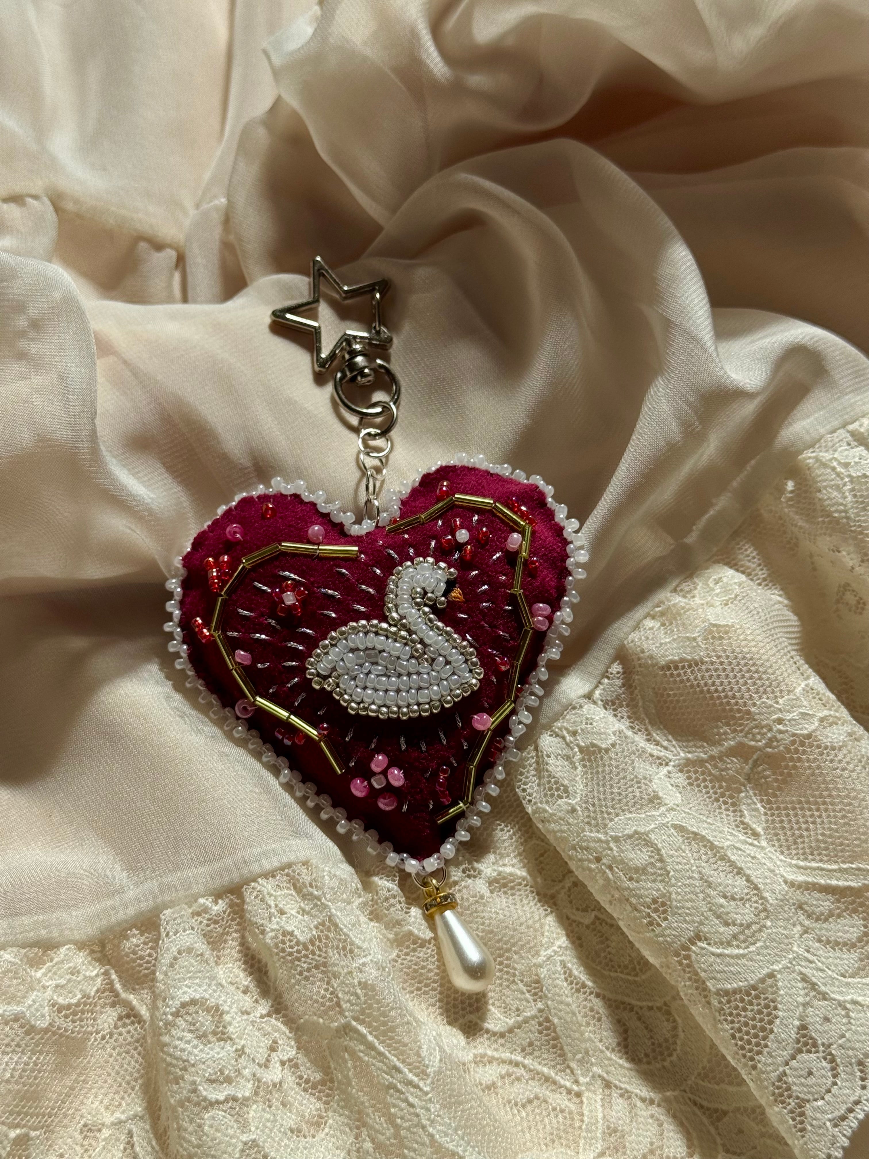 Swan’s Heart Bag Charm