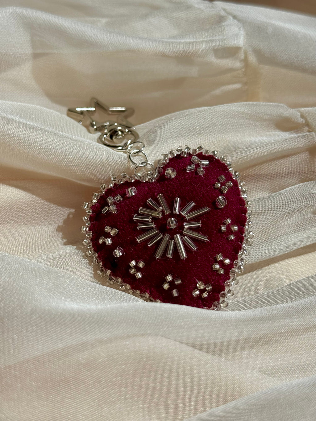 Silver Halo Velvet Sacred Heart Bag Charm