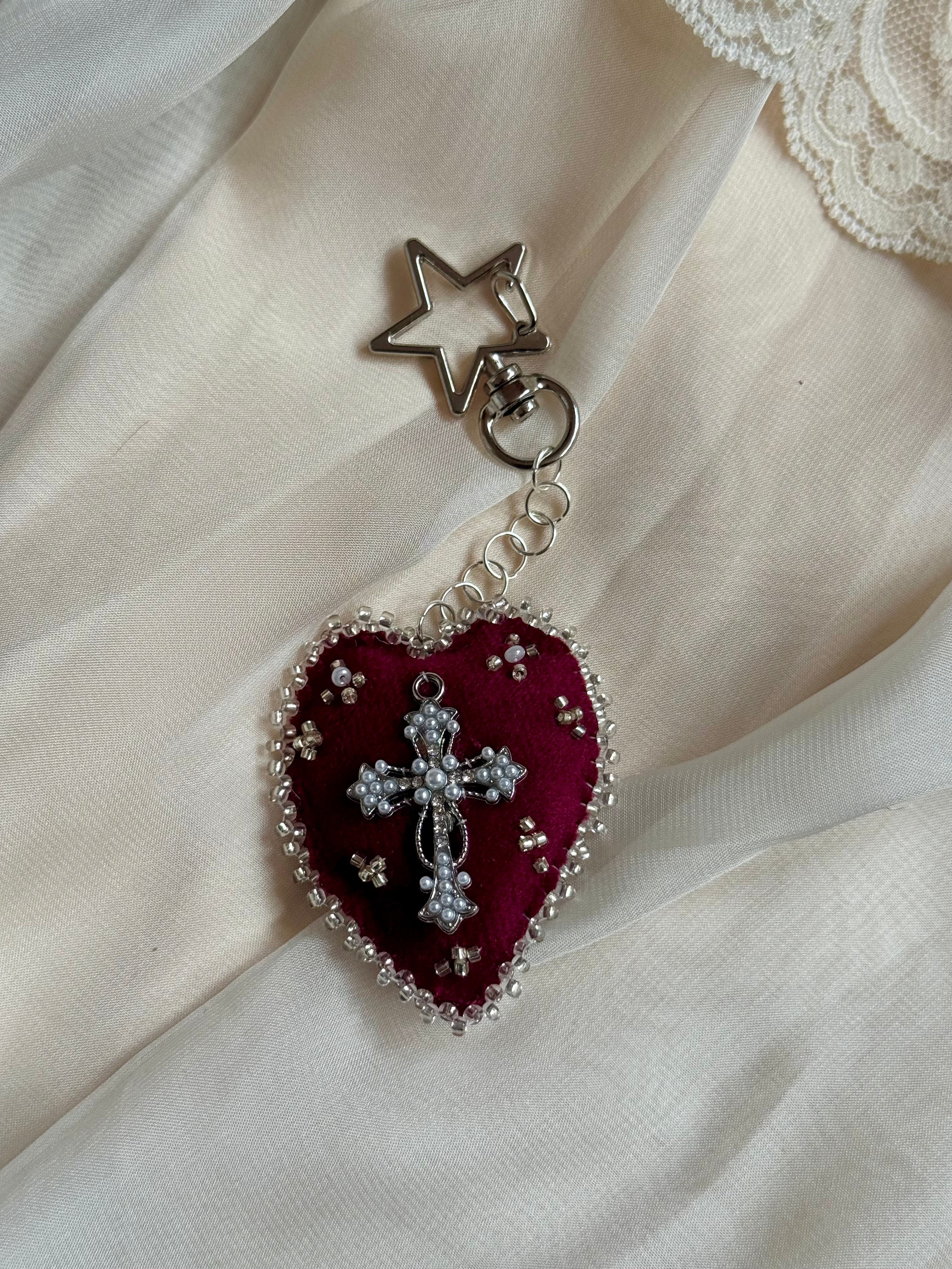 Sanctified Velvet Sacred Heart Bag Charm