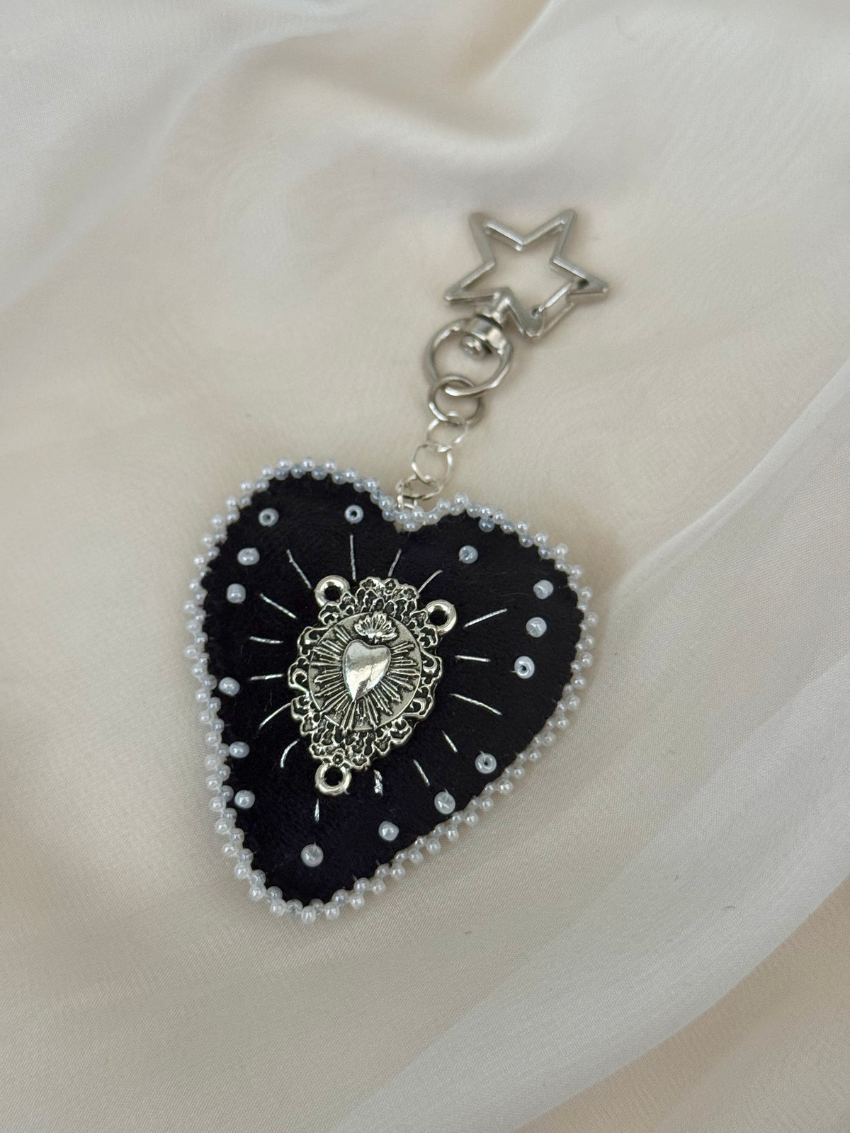 Pearl Sacred Offering Black Velvet Bag Charm