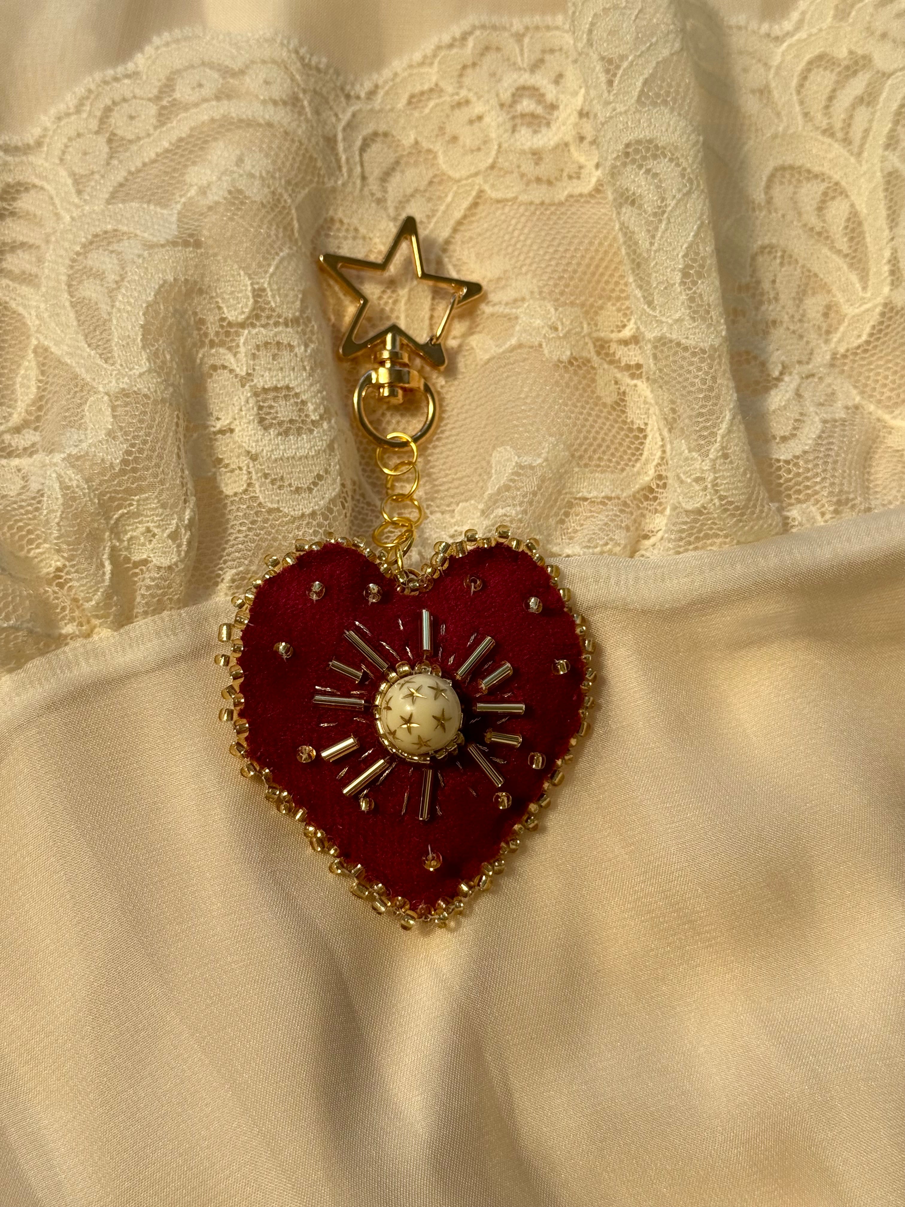 Sursum Corda Sacred Heart Velvet Bag Charm