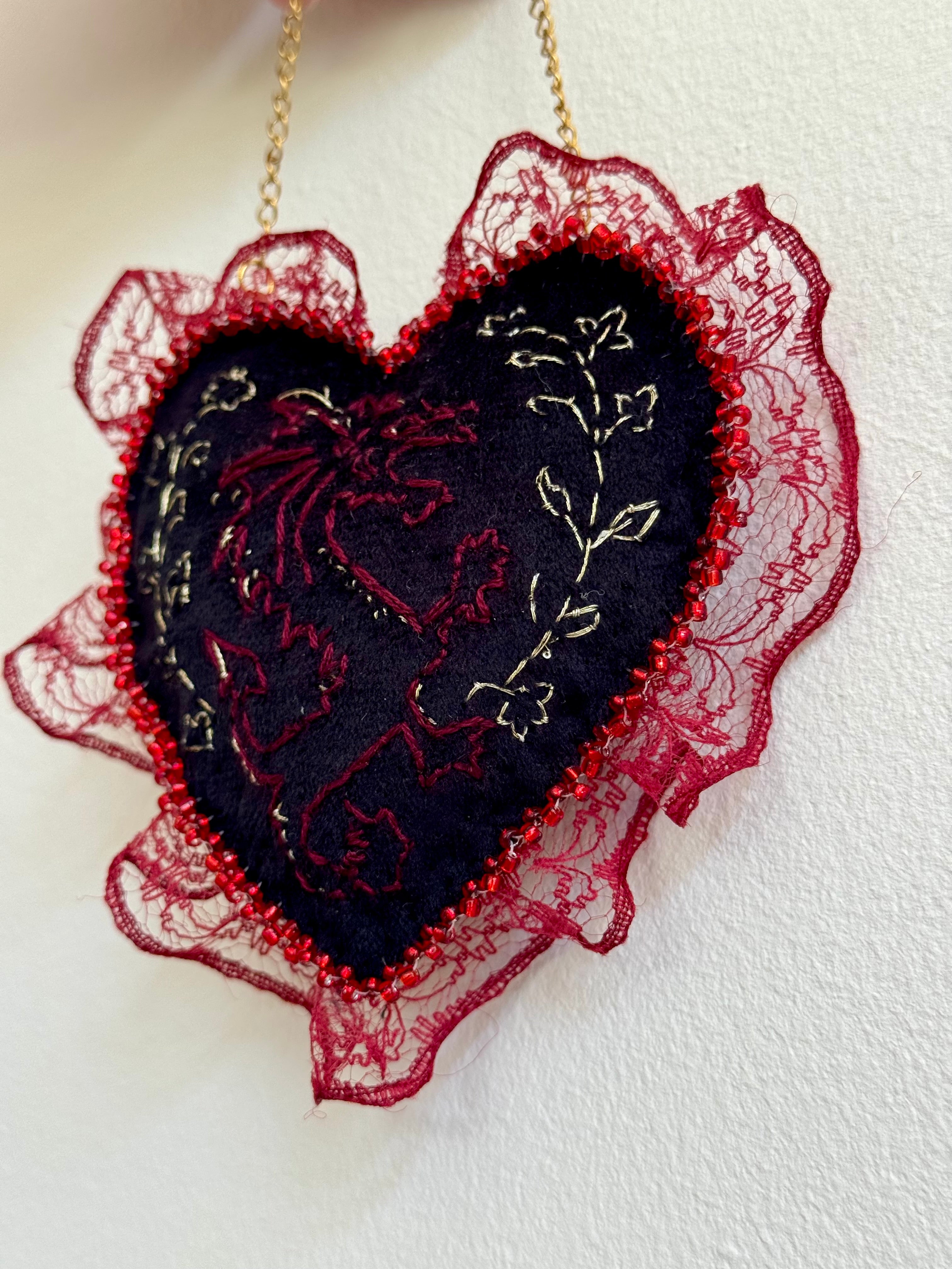 Y Ddraig Goch Hand Embroidered Welsh Dragon Wall Hanging