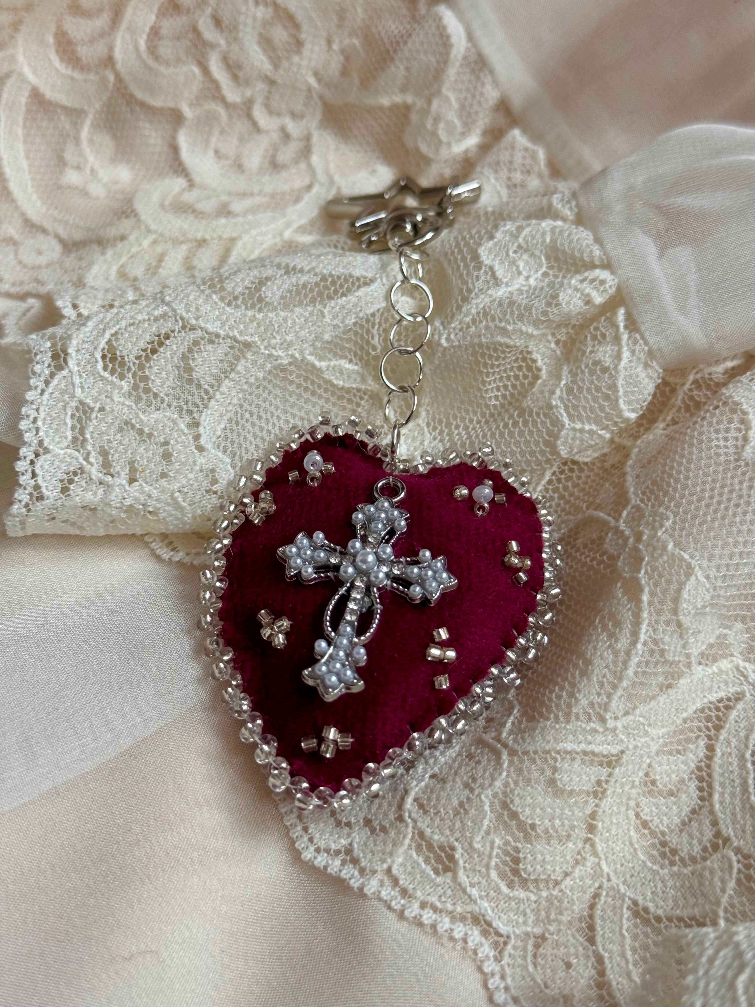 Sanctified Velvet Sacred Heart Bag Charm