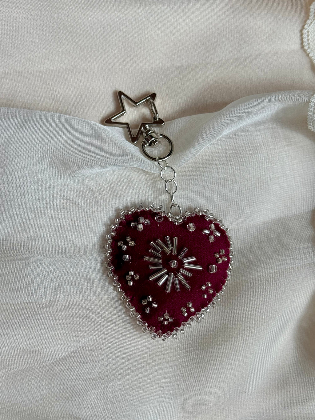 Silver Halo Velvet Sacred Heart Bag Charm