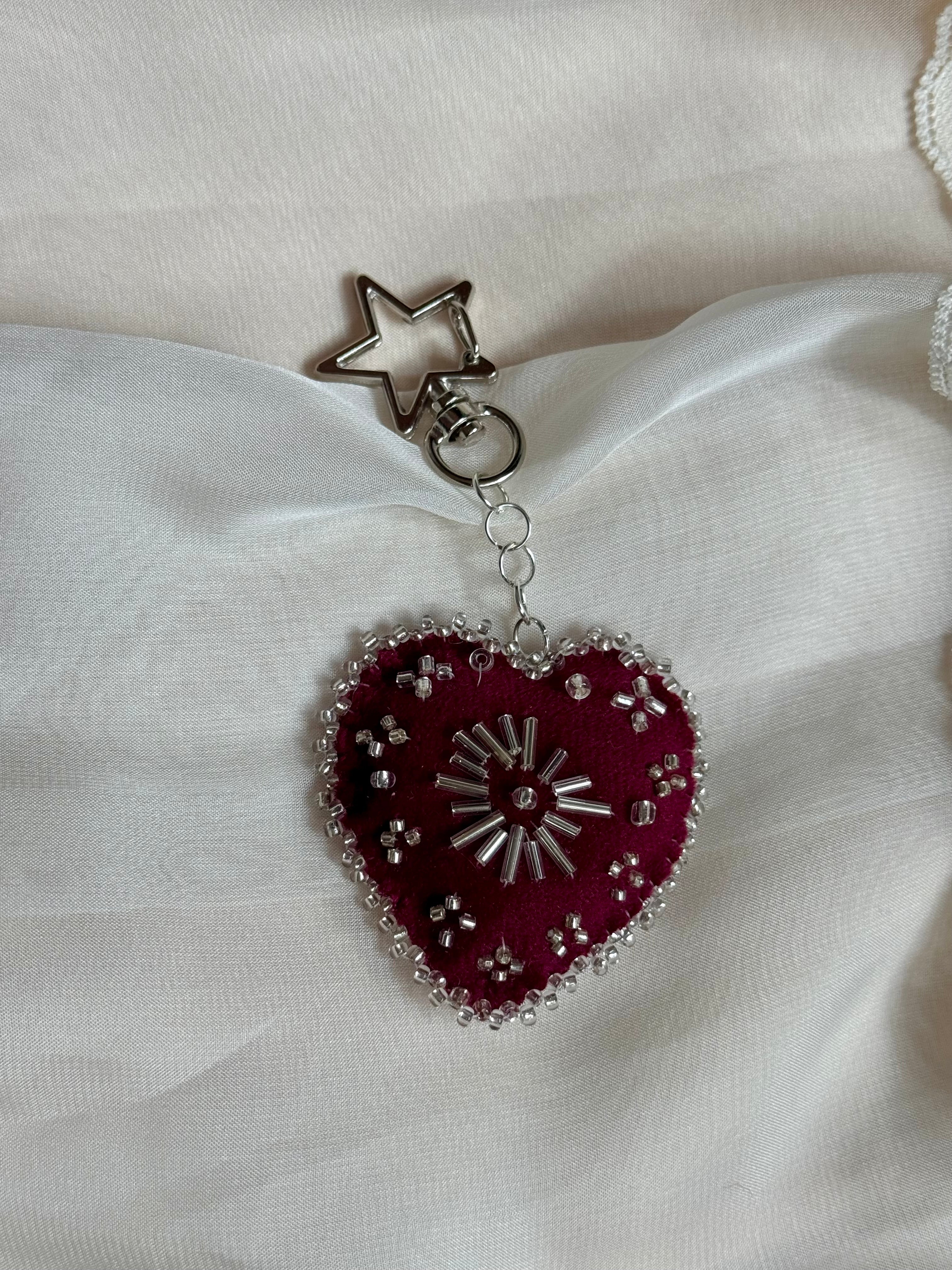 Silver Halo Velvet Sacred Heart Bag Charm
