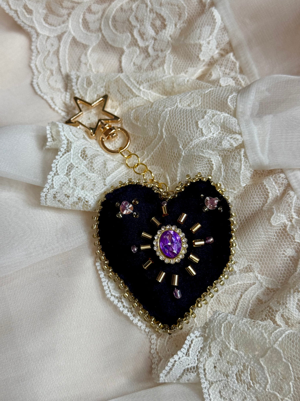 Vesper Velvet Sacred Heart Bag Charm