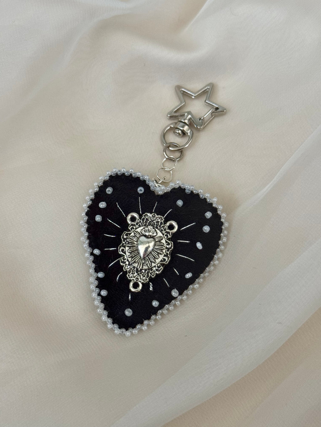 Pearl Sacred Offering Black Velvet Bag Charm