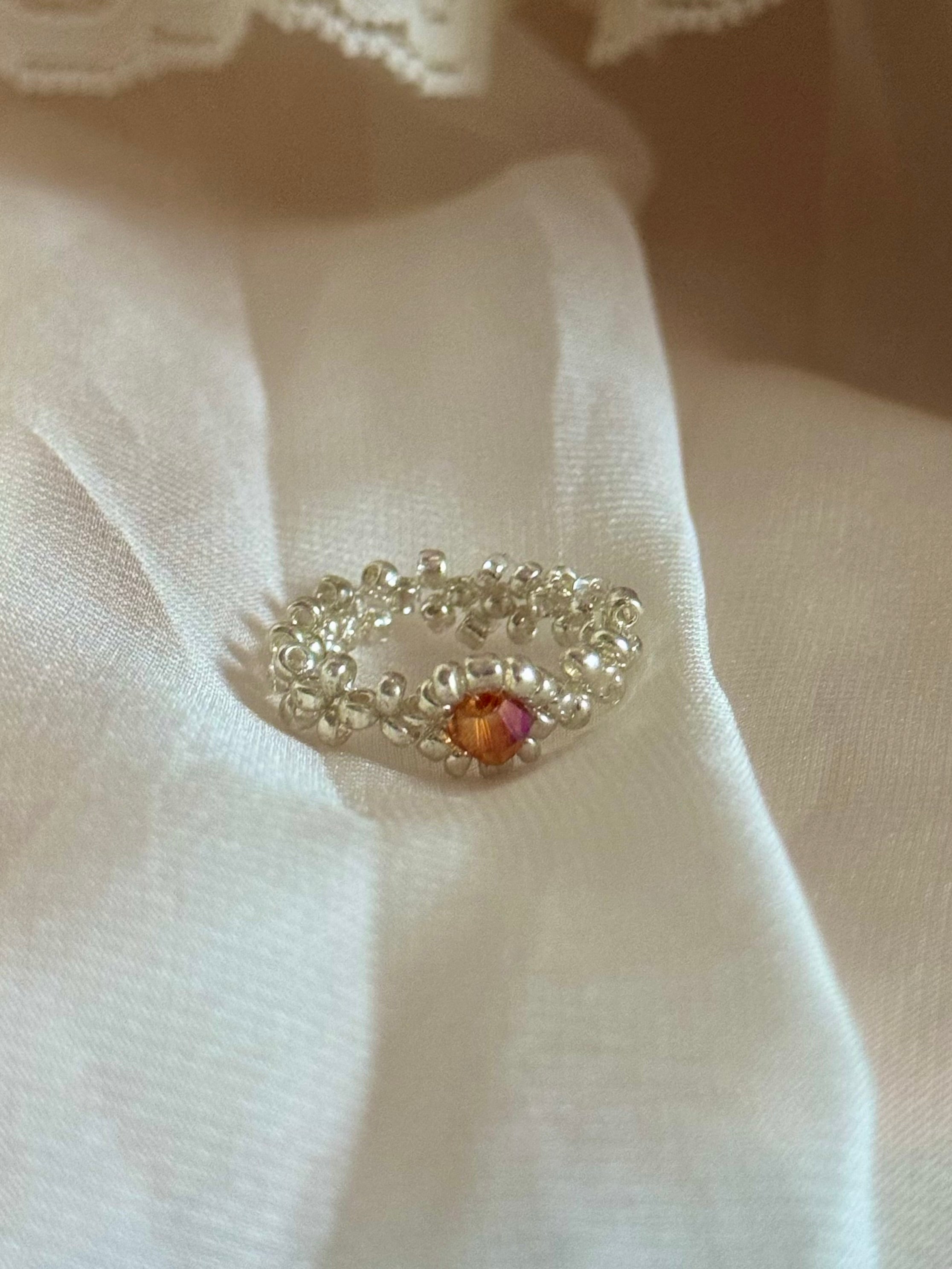 Halo Hand Beaded Ring