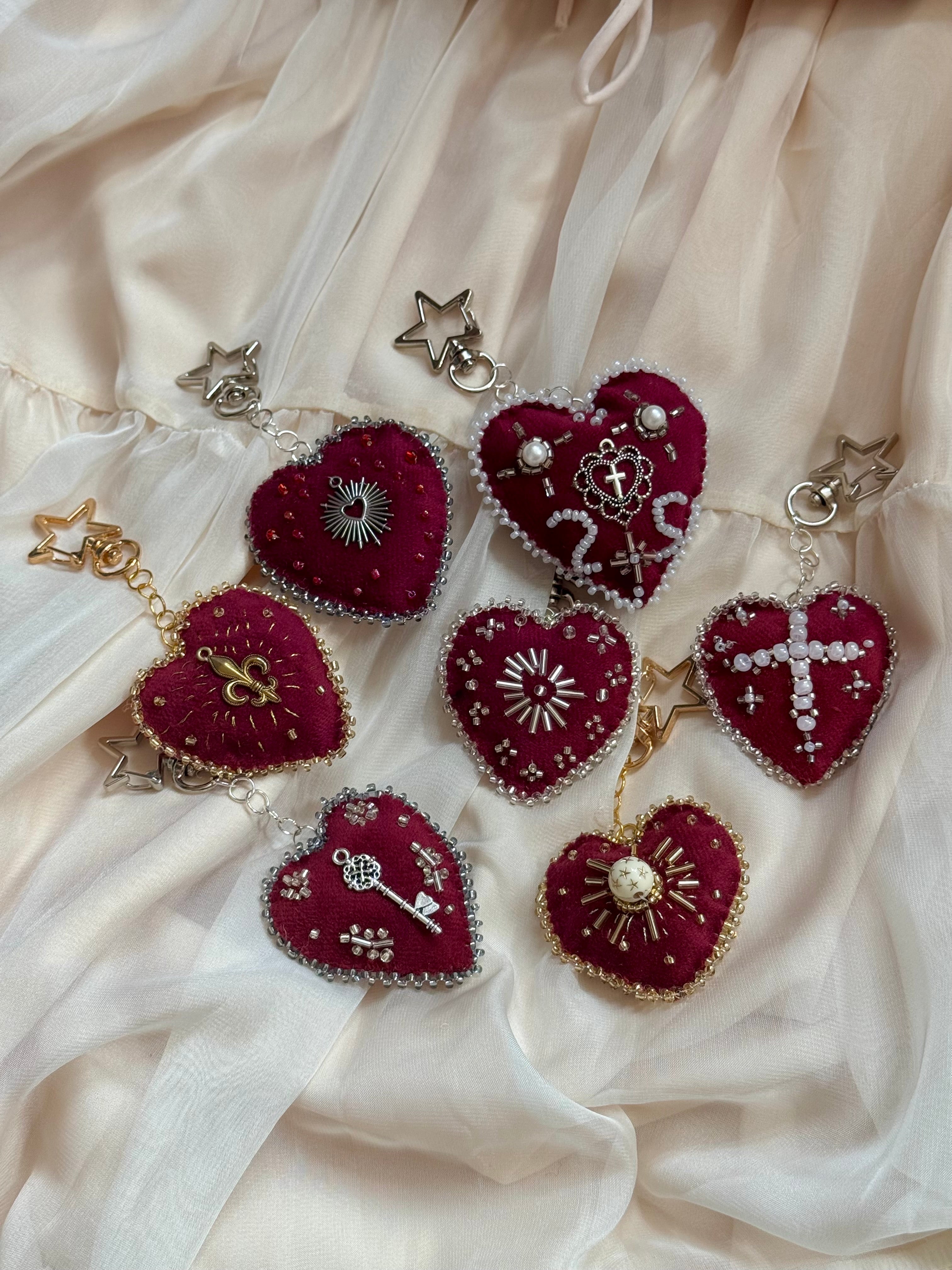 Misplaced Devotion Velvet Sacred Heart Bag Charm
