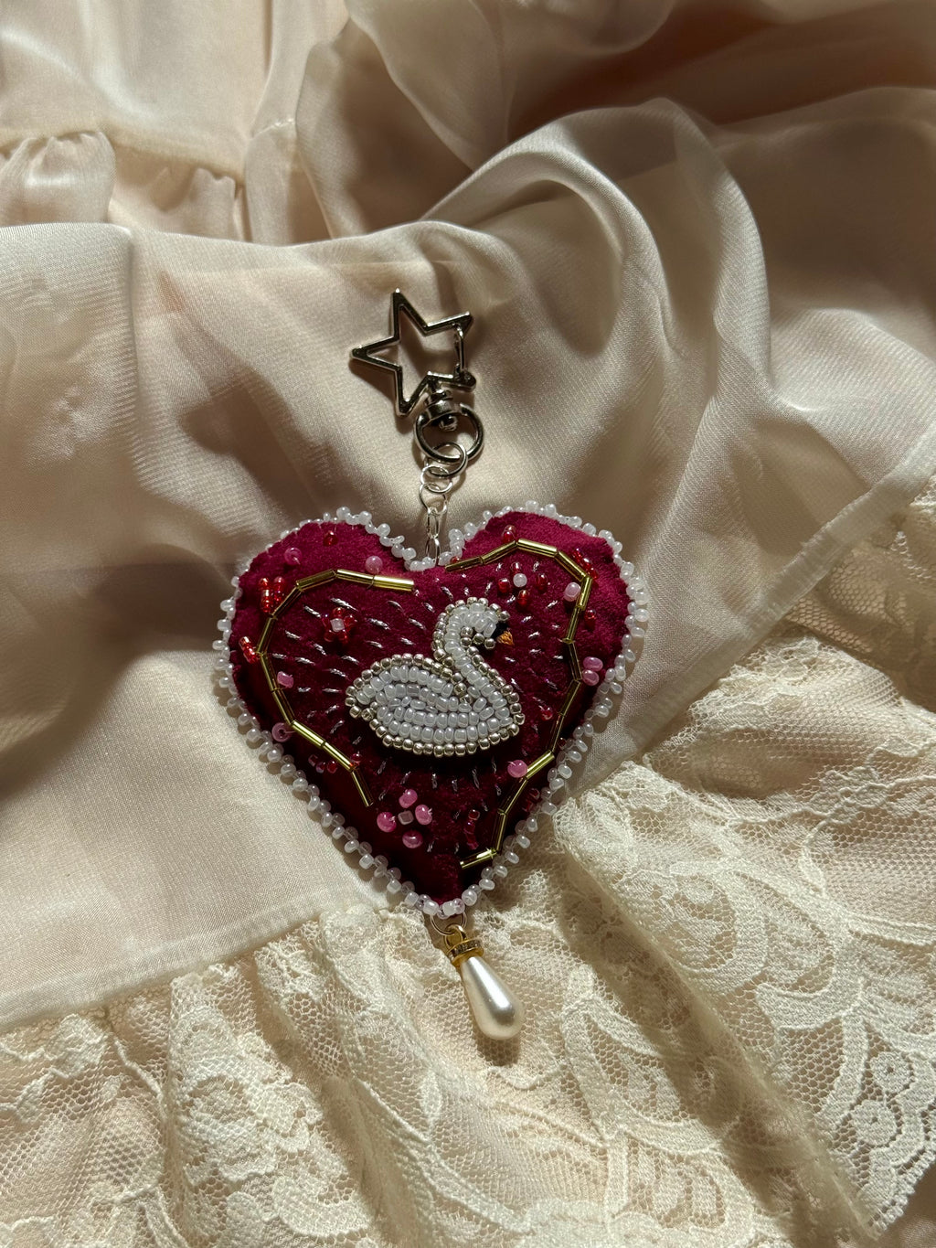 Swan’s Heart Bag Charm