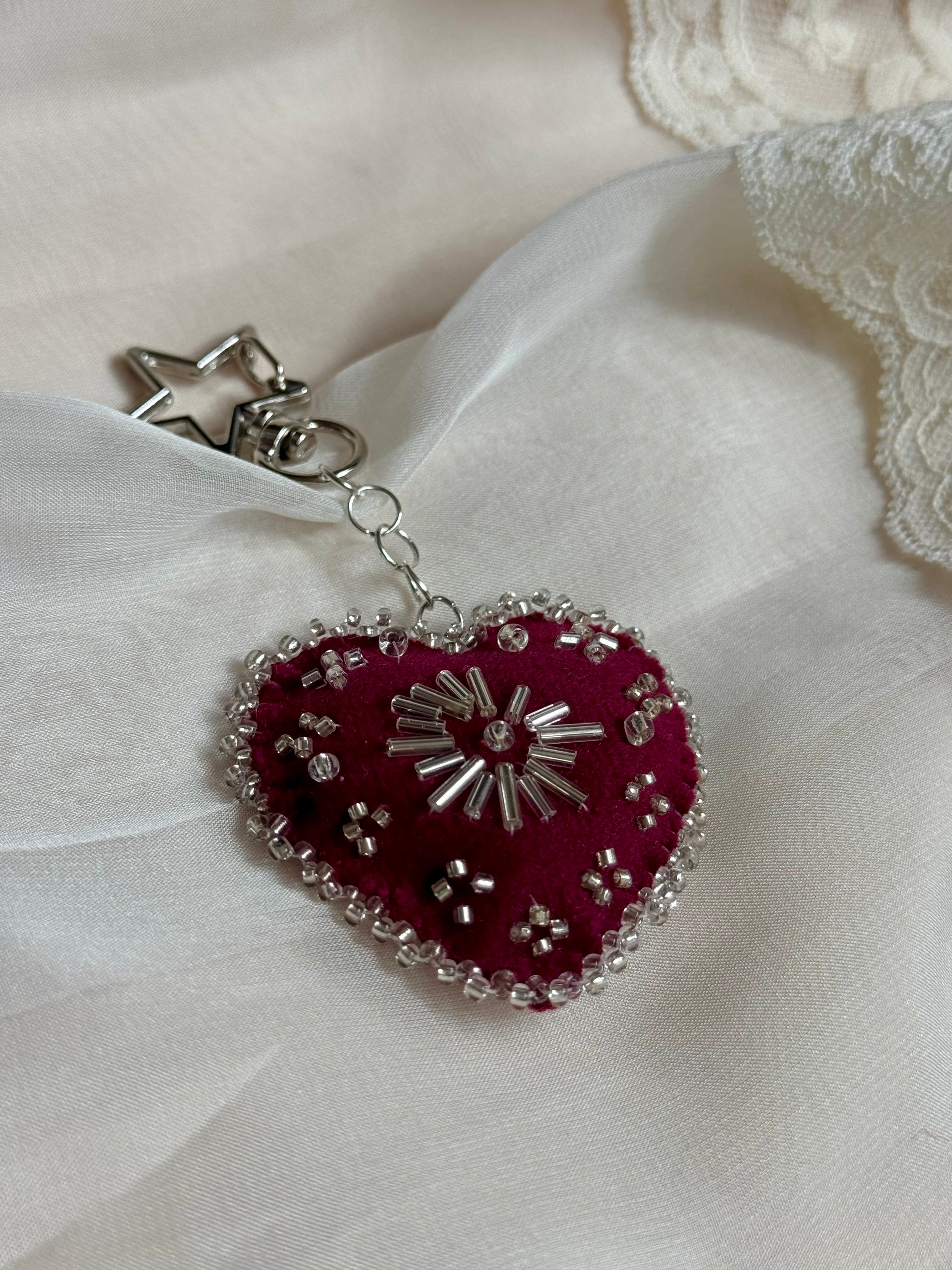 Silver Halo Velvet Sacred Heart Bag Charm