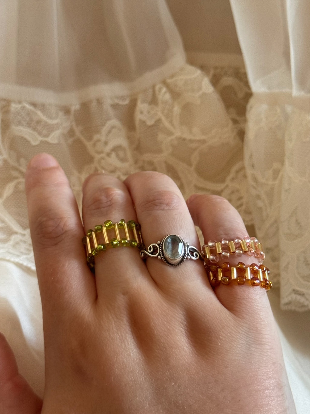 Coronet Hand Beaded Ring