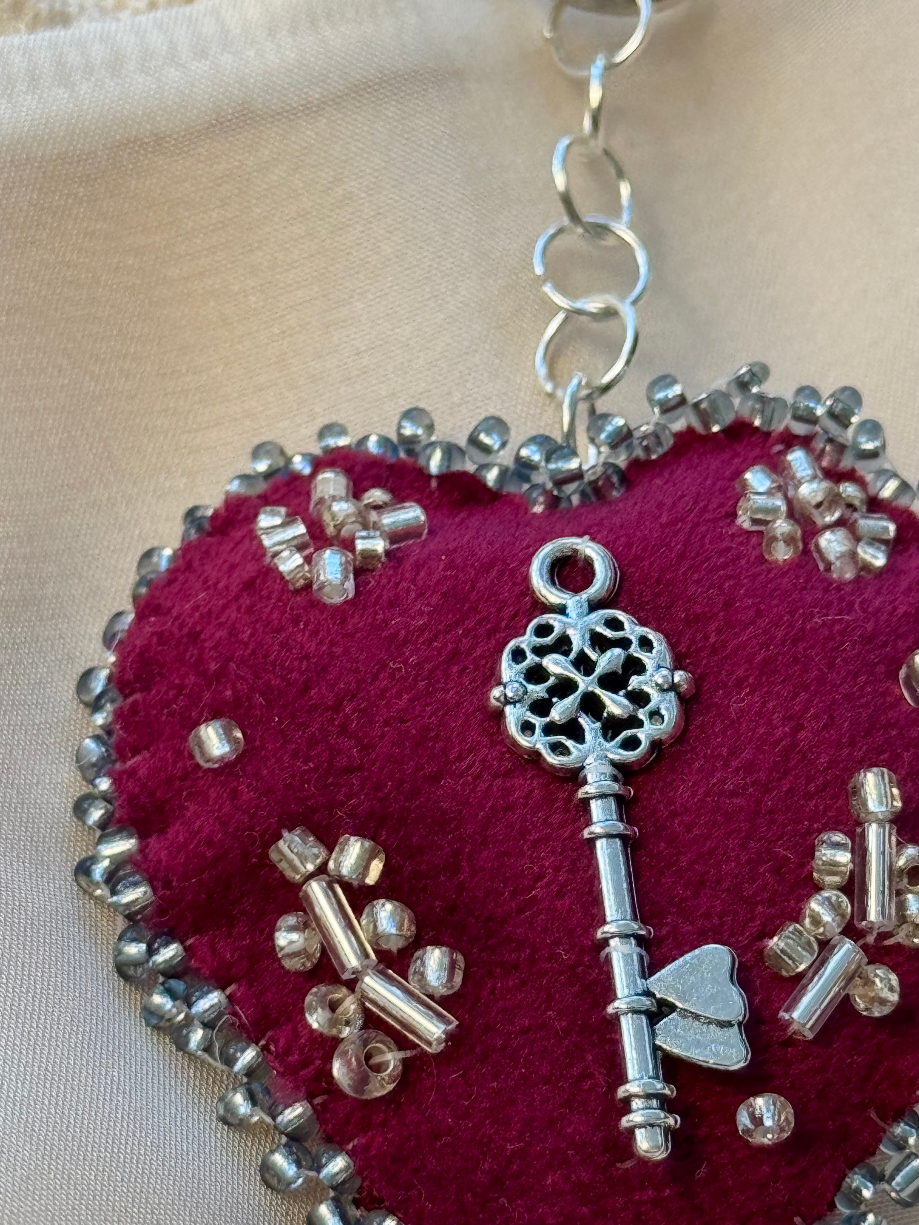 Keeper of Secrets Velvet Sacred Heart Bag Charm