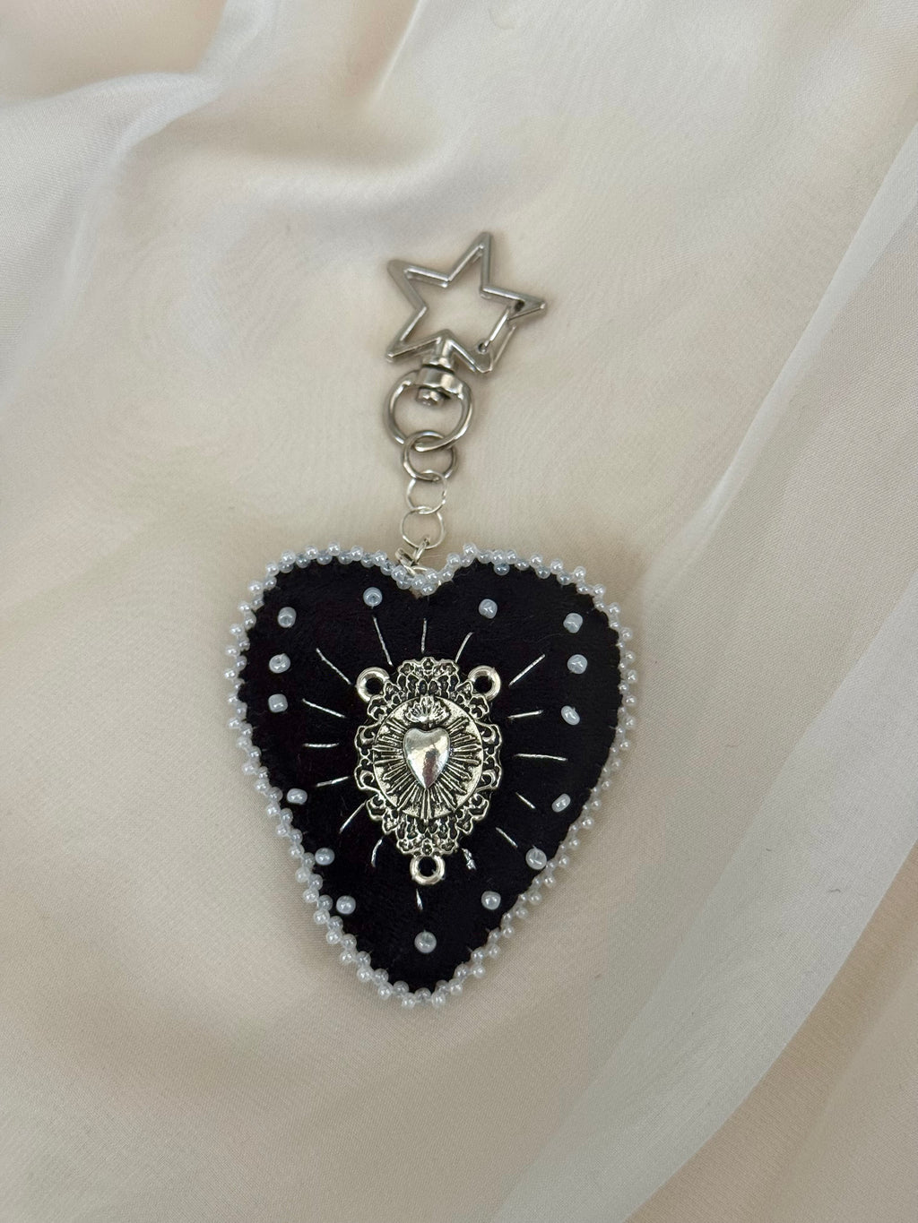 Pearl Sacred Offering Black Velvet Bag Charm
