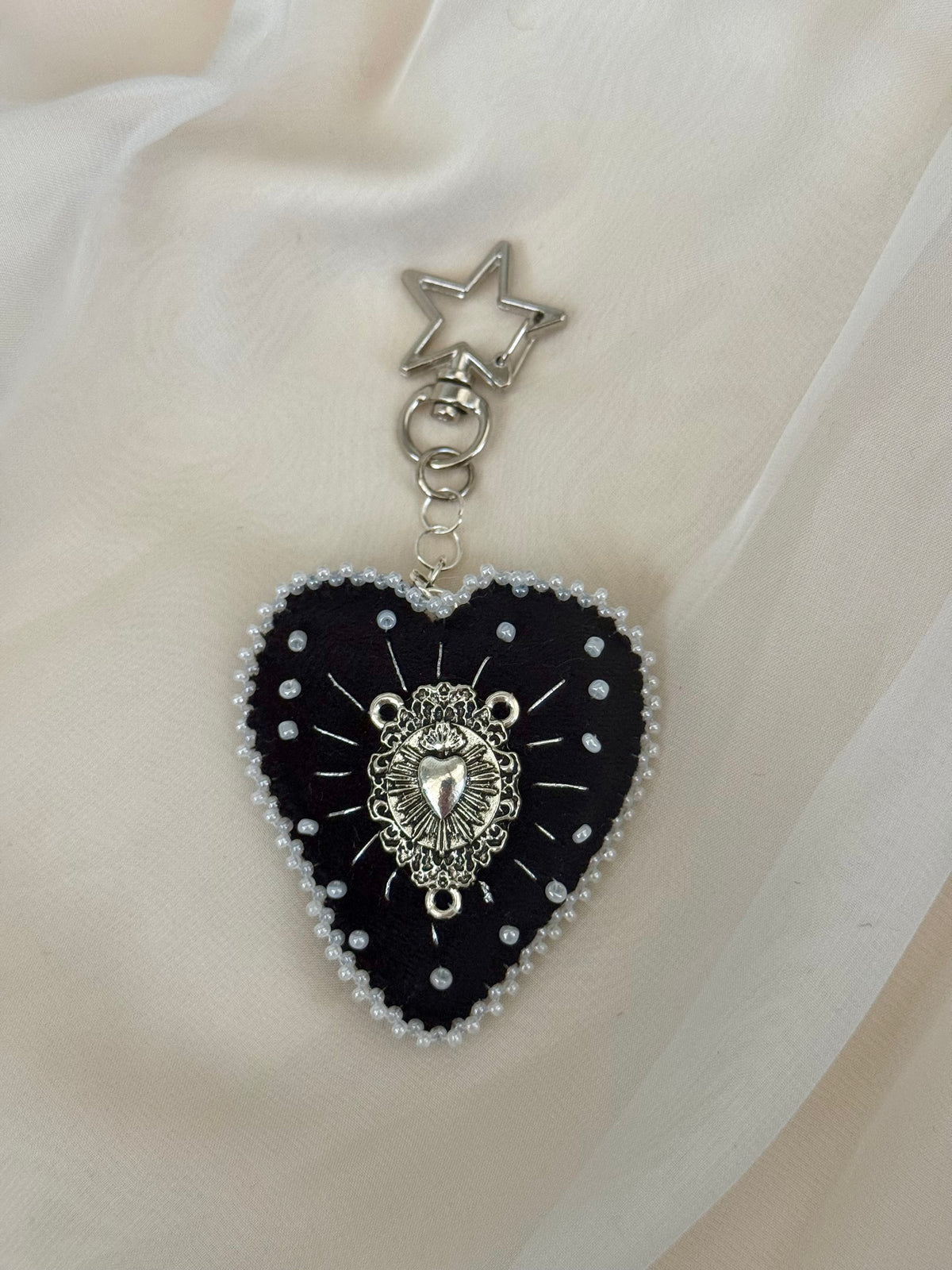 Pearl Sacred Offering Black Velvet Bag Charm