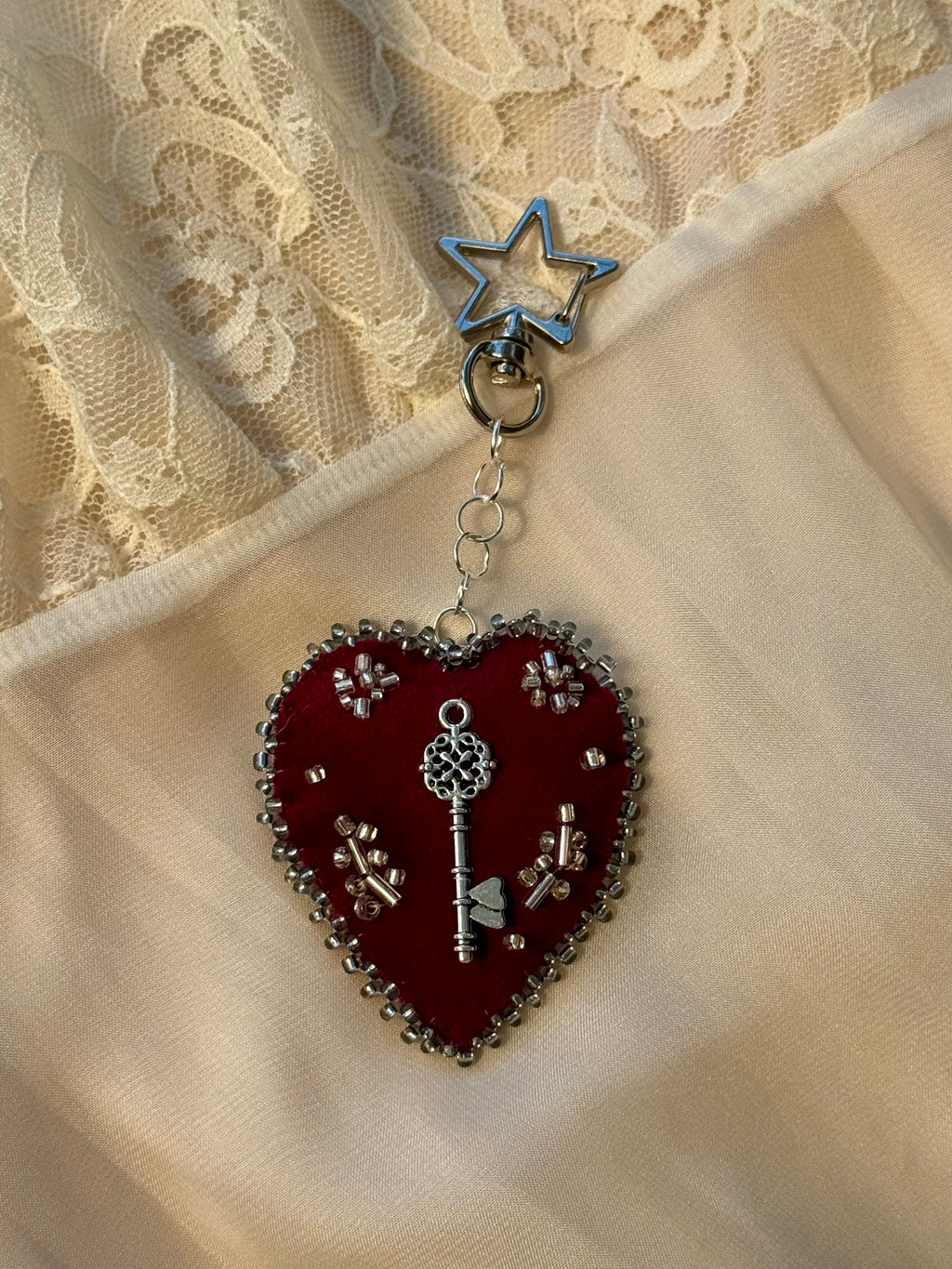 Keeper of Secrets Velvet Sacred Heart Bag Charm