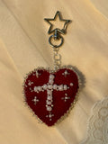 Cross of Mercy Sacred Heart Velvet Bag Charm
