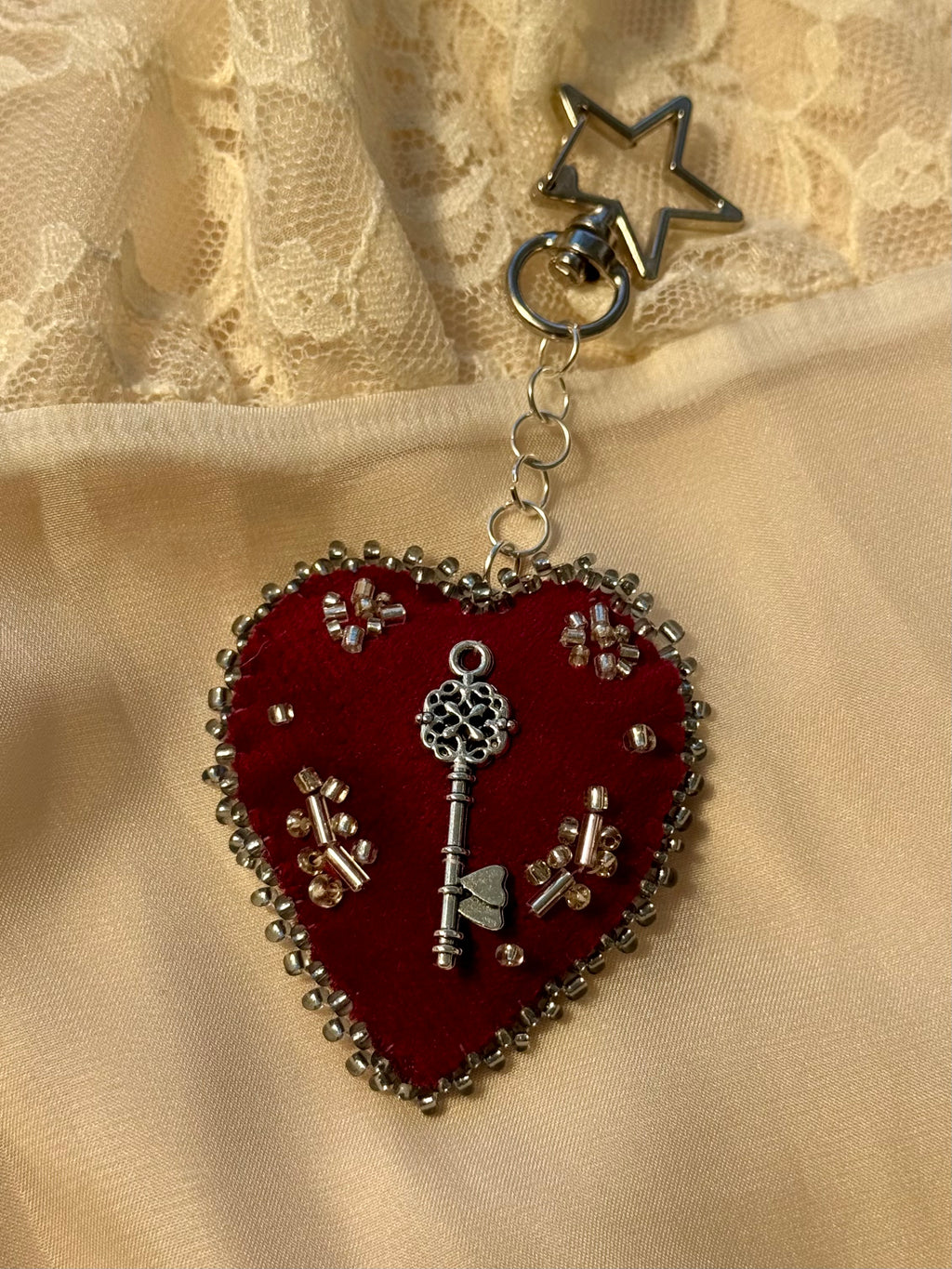 Keeper of Secrets Velvet Sacred Heart Bag Charm