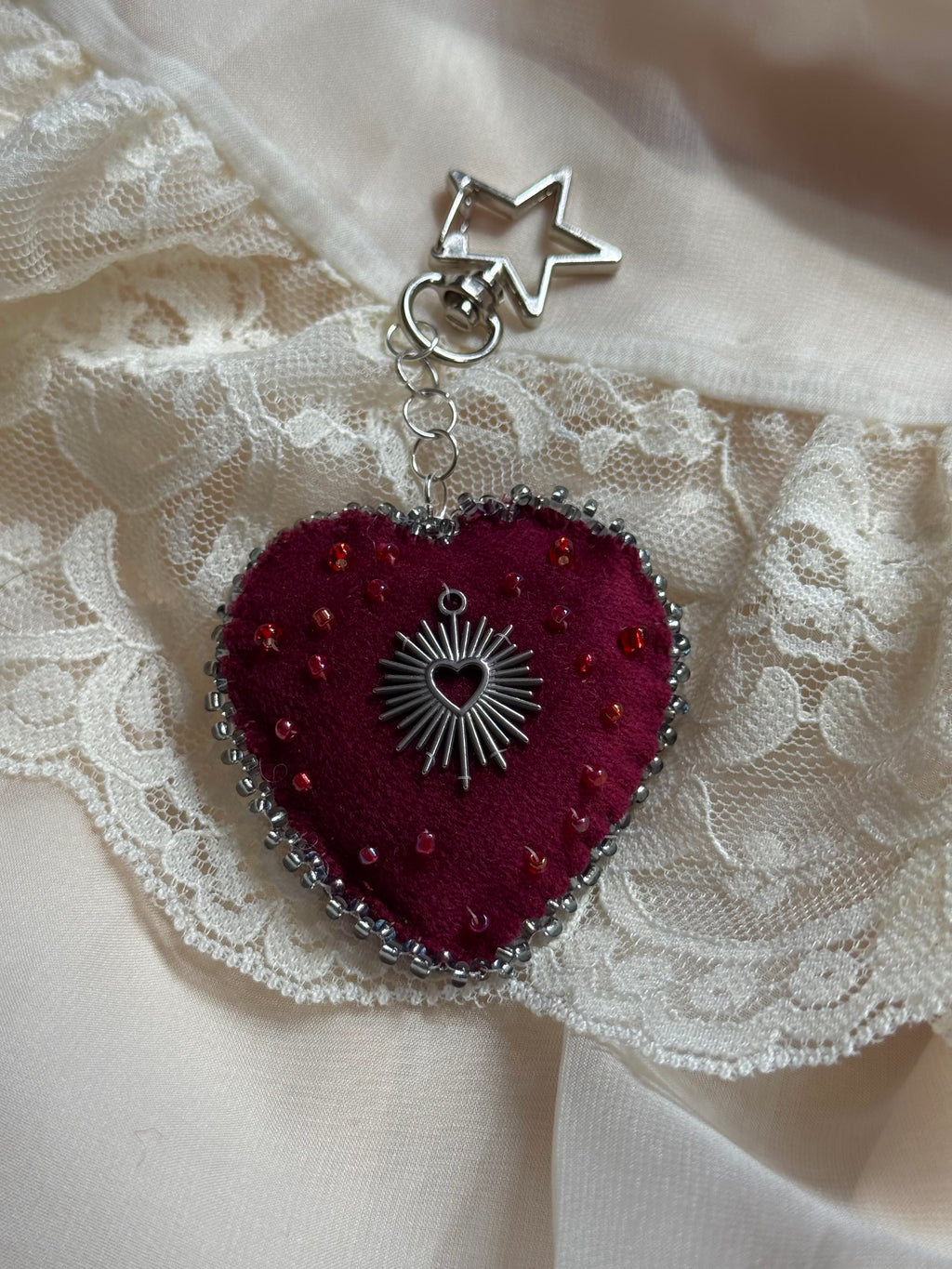 Misplaced Devotion Velvet Sacred Heart Bag Charm