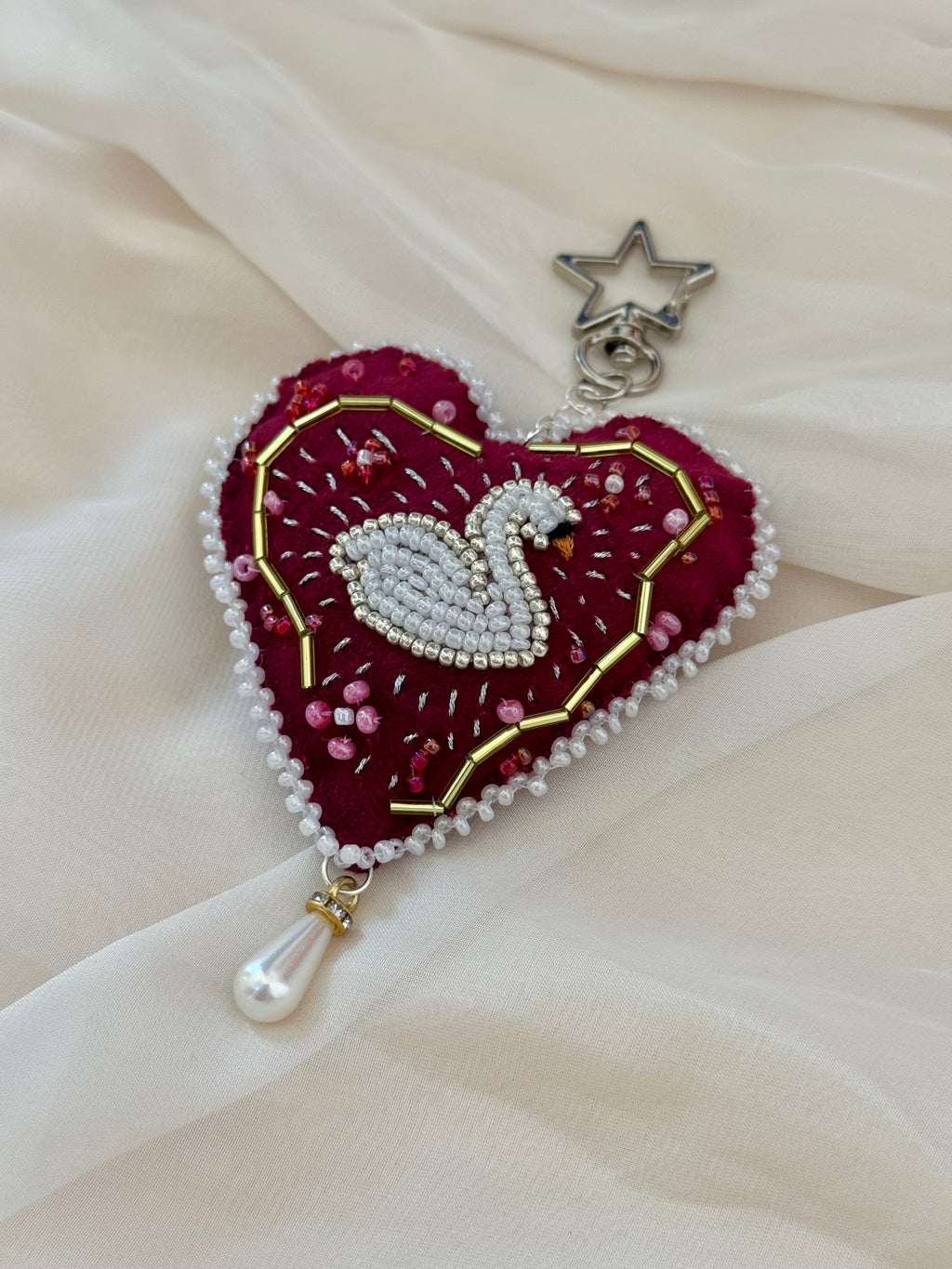 Swan’s Heart Bag Charm