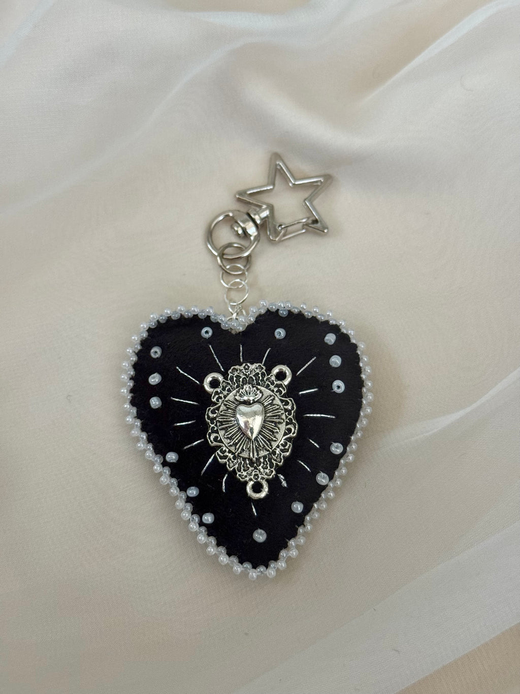 Pearl Sacred Offering Black Velvet Bag Charm