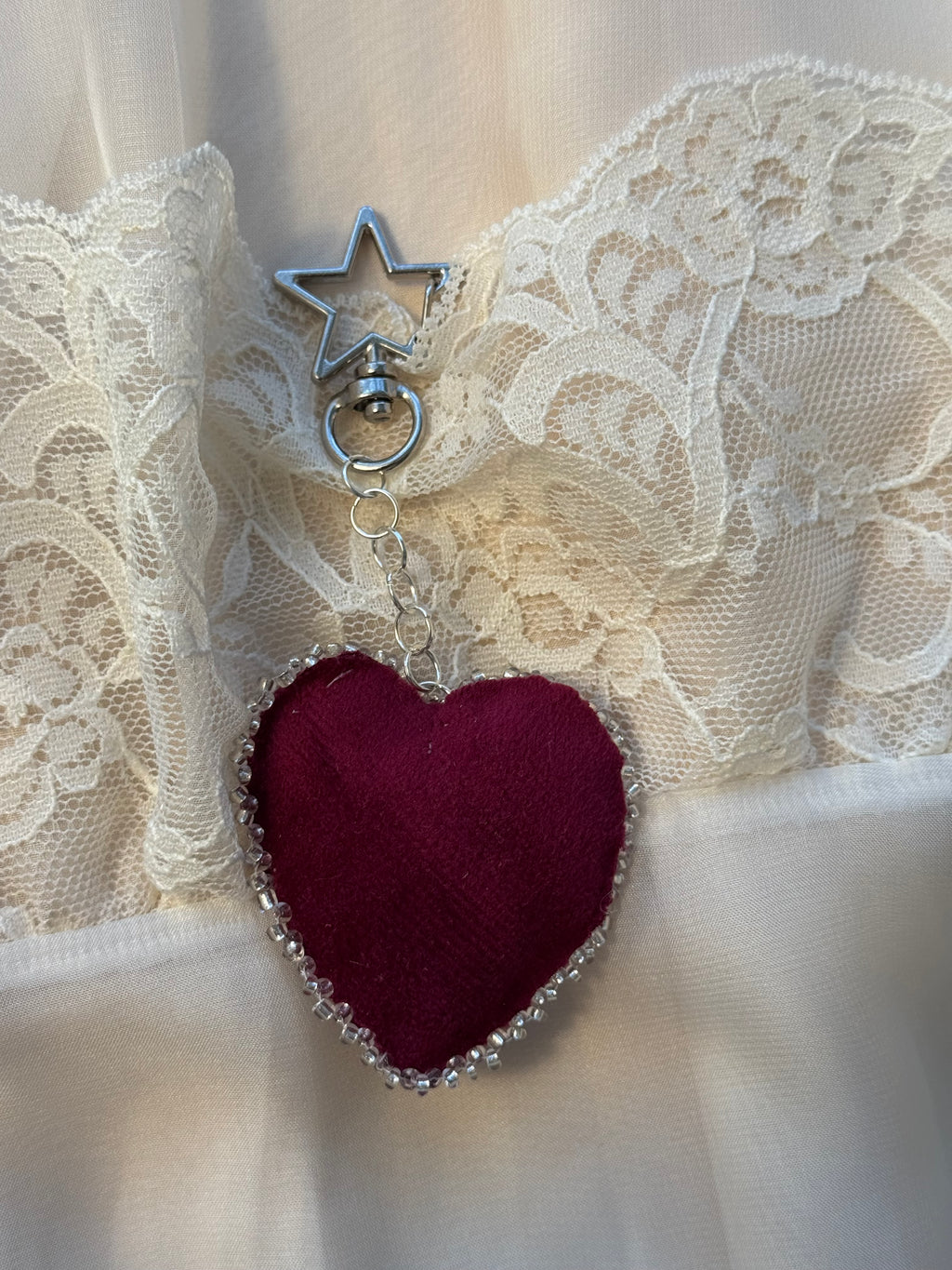 Cross of Mercy Sacred Heart Velvet Bag Charm