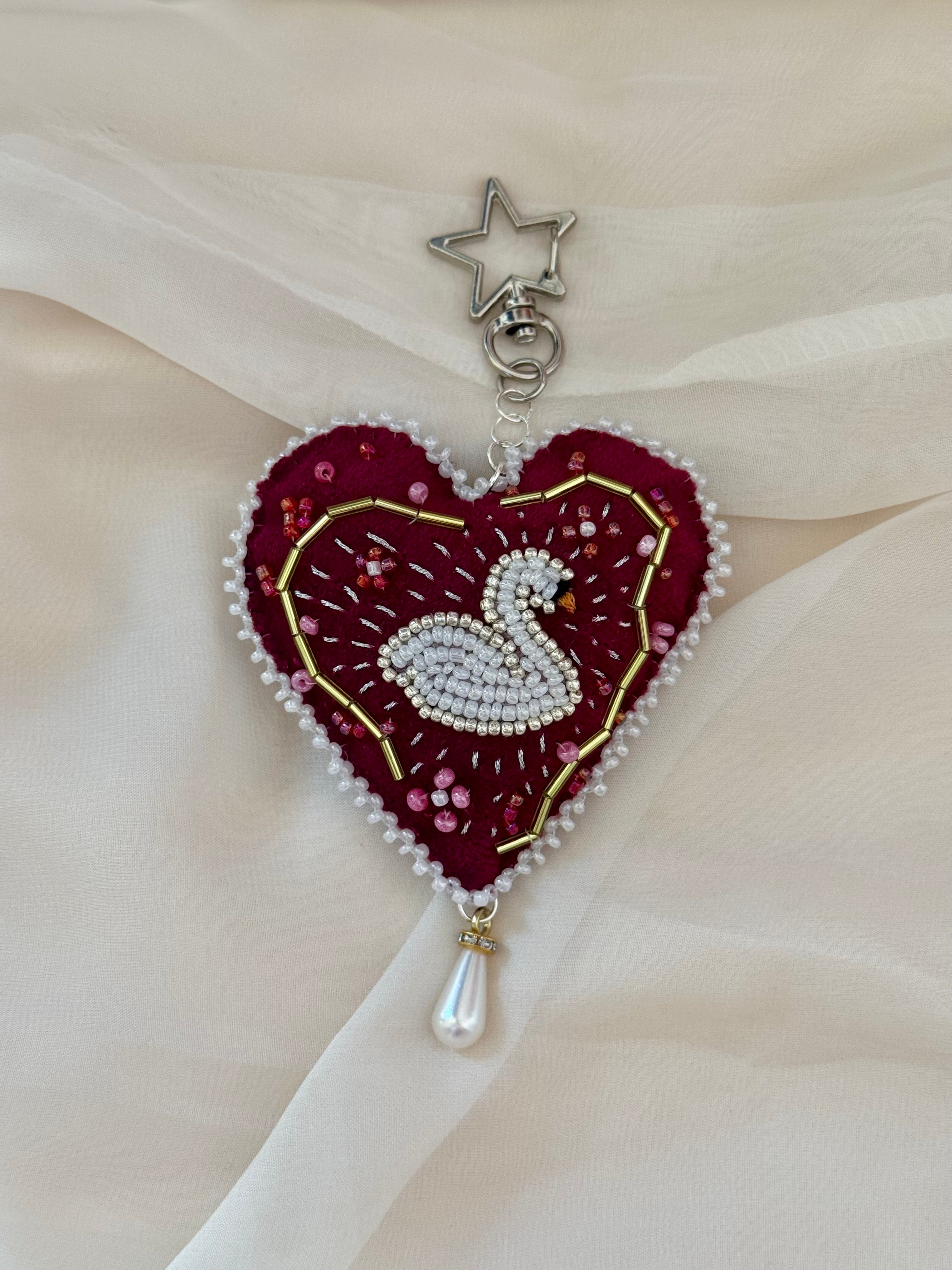 Swan’s Heart Bag Charm