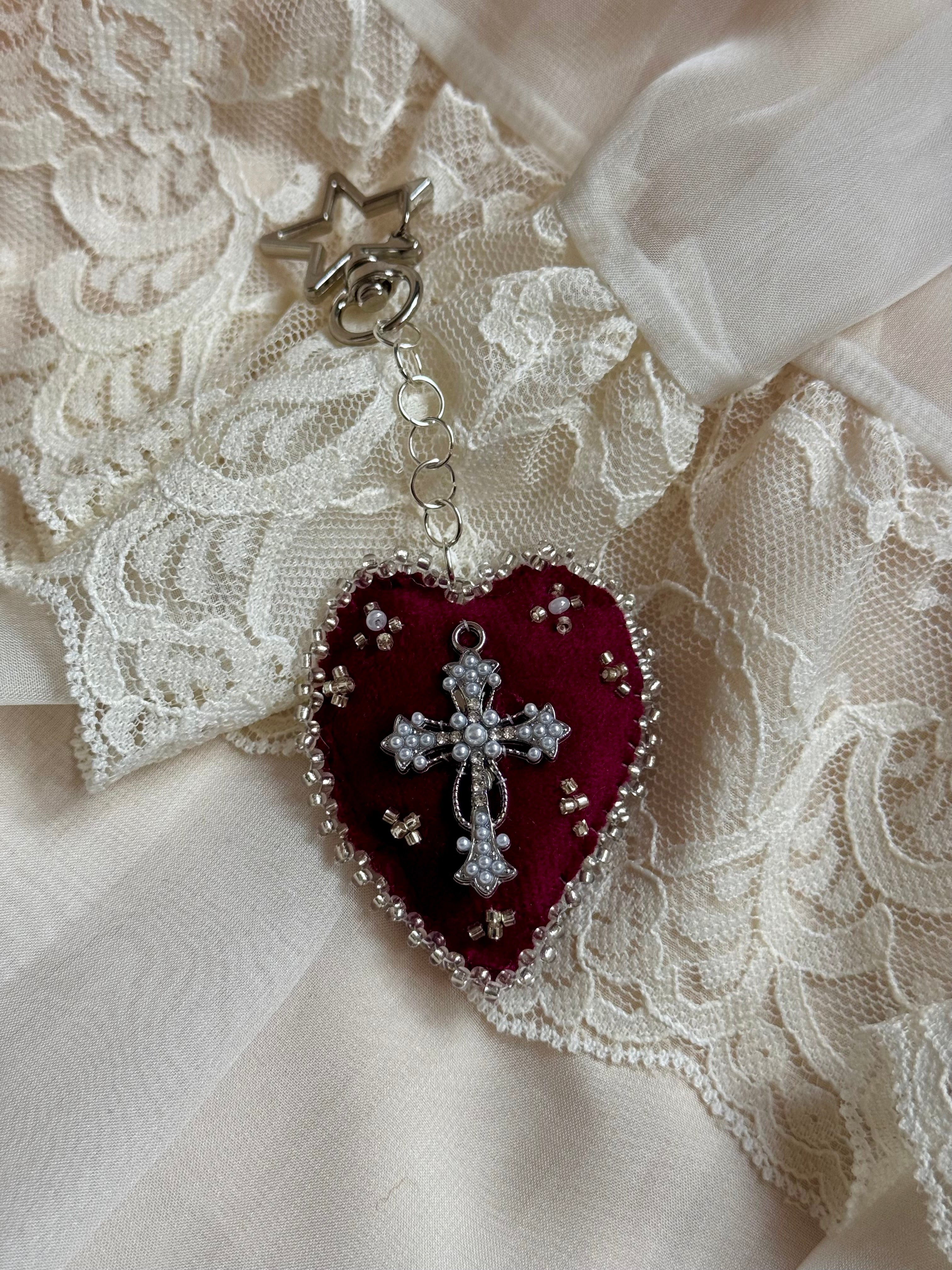 Sanctified Velvet Sacred Heart Bag Charm