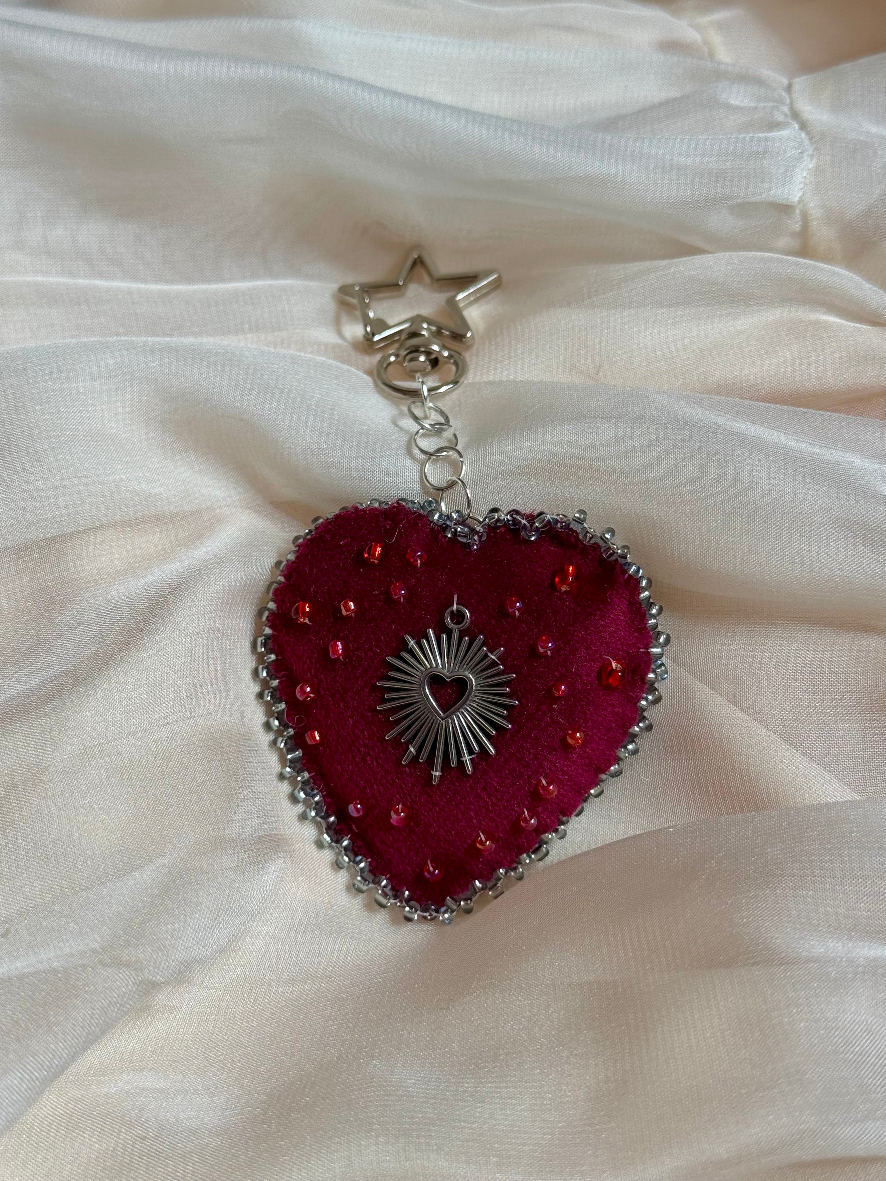 Misplaced Devotion Velvet Sacred Heart Bag Charm