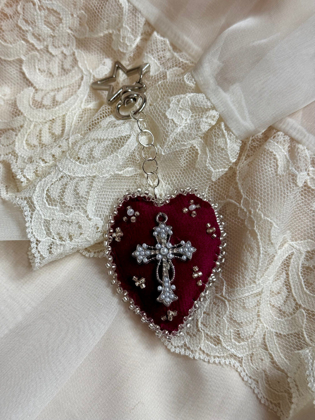 Sanctified Velvet Sacred Heart Bag Charm