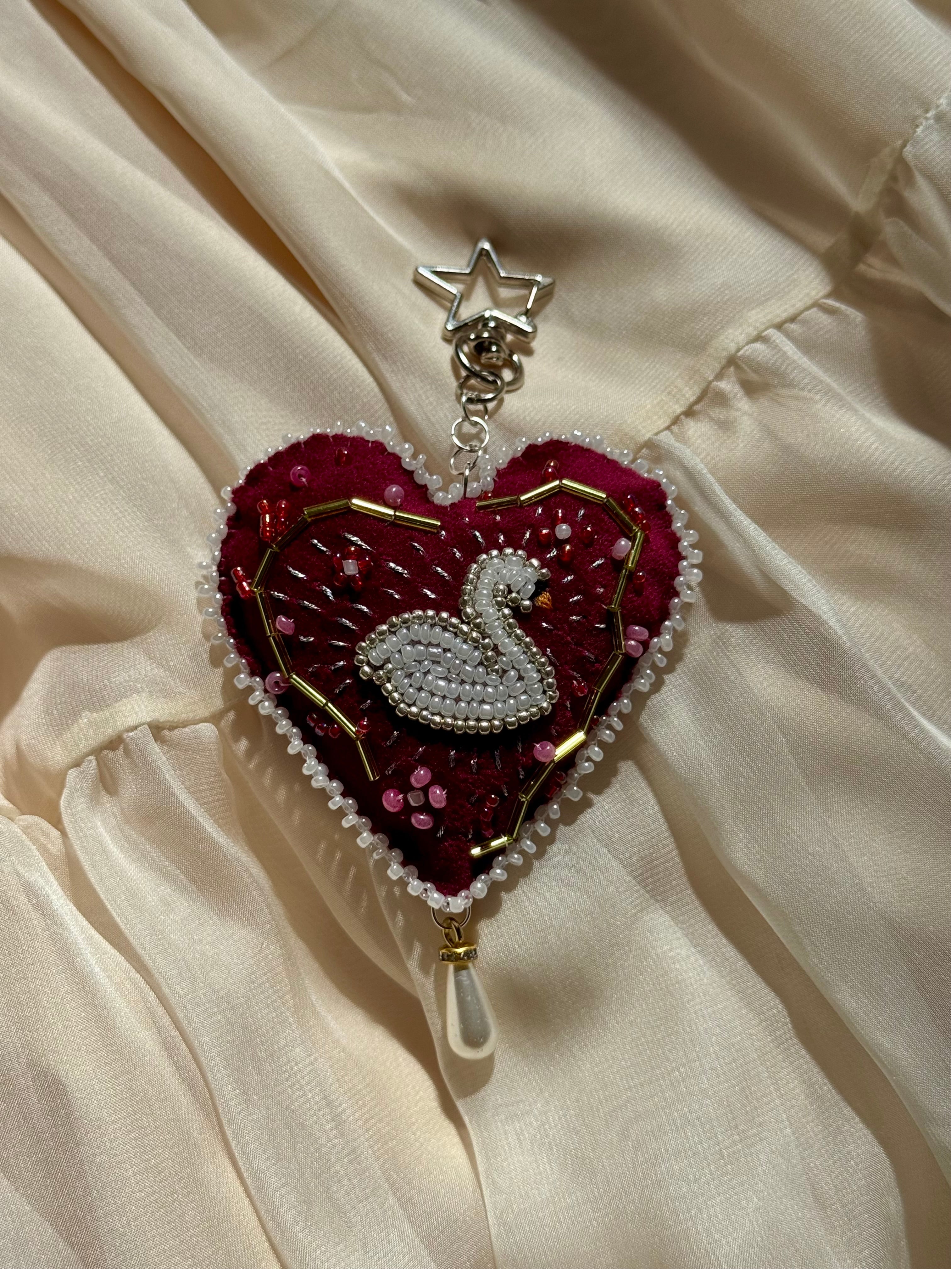 Swan’s Heart Bag Charm