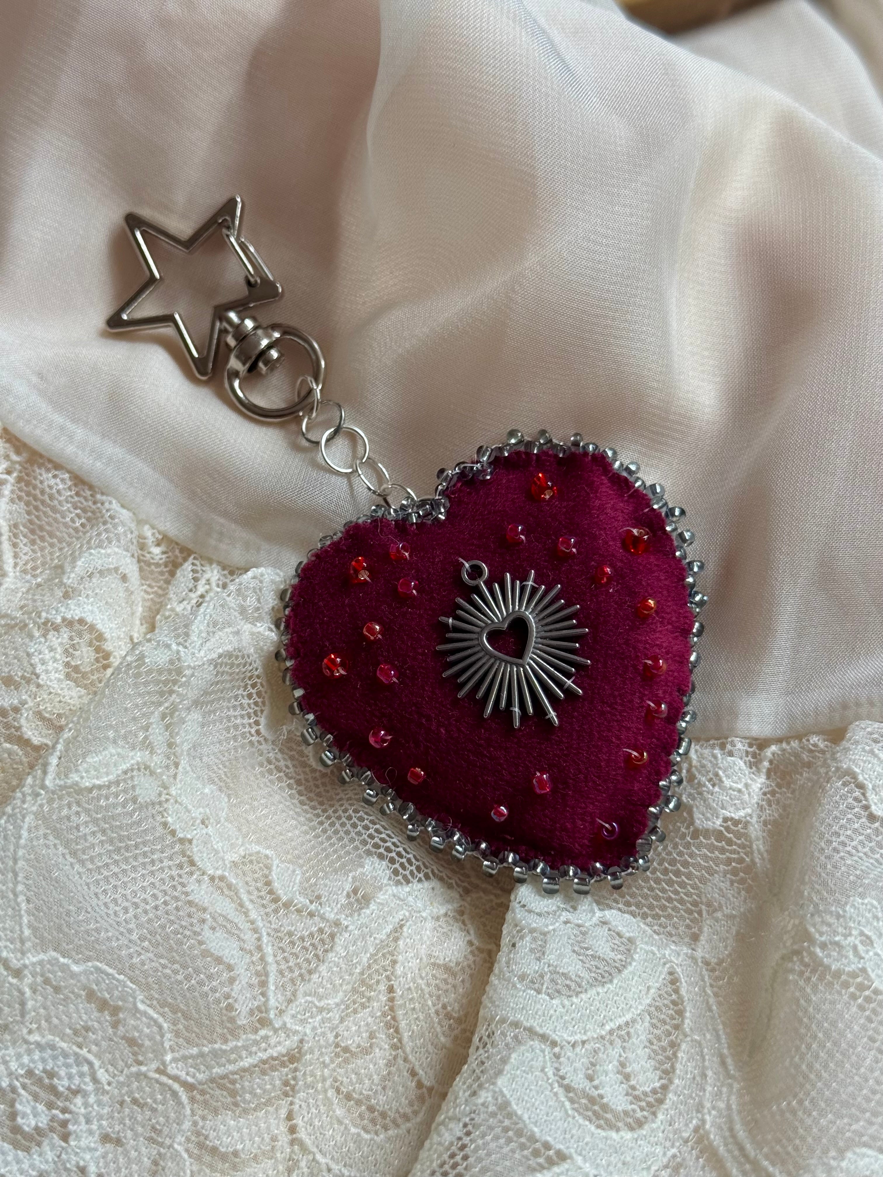 Misplaced Devotion Velvet Sacred Heart Bag Charm