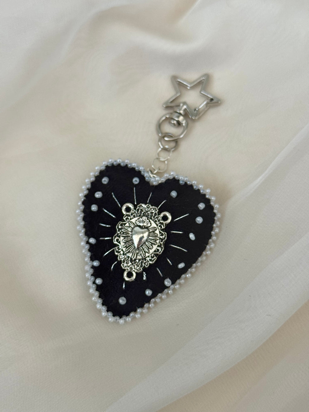 Pearl Sacred Offering Black Velvet Bag Charm