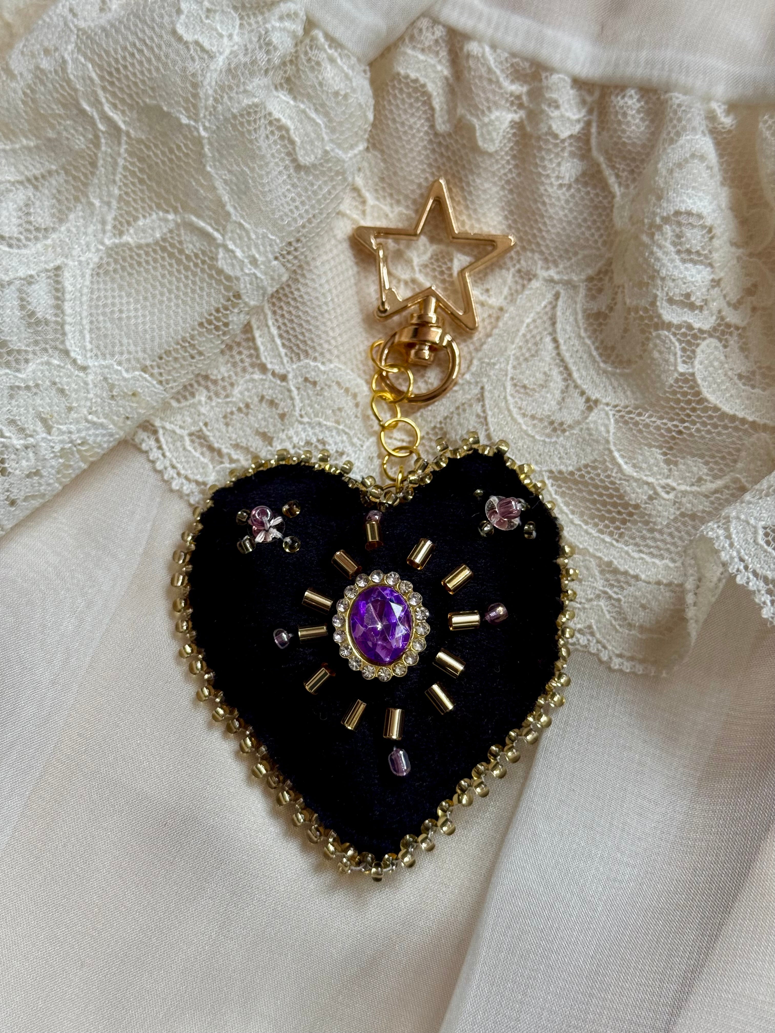 Vesper Velvet Sacred Heart Bag Charm