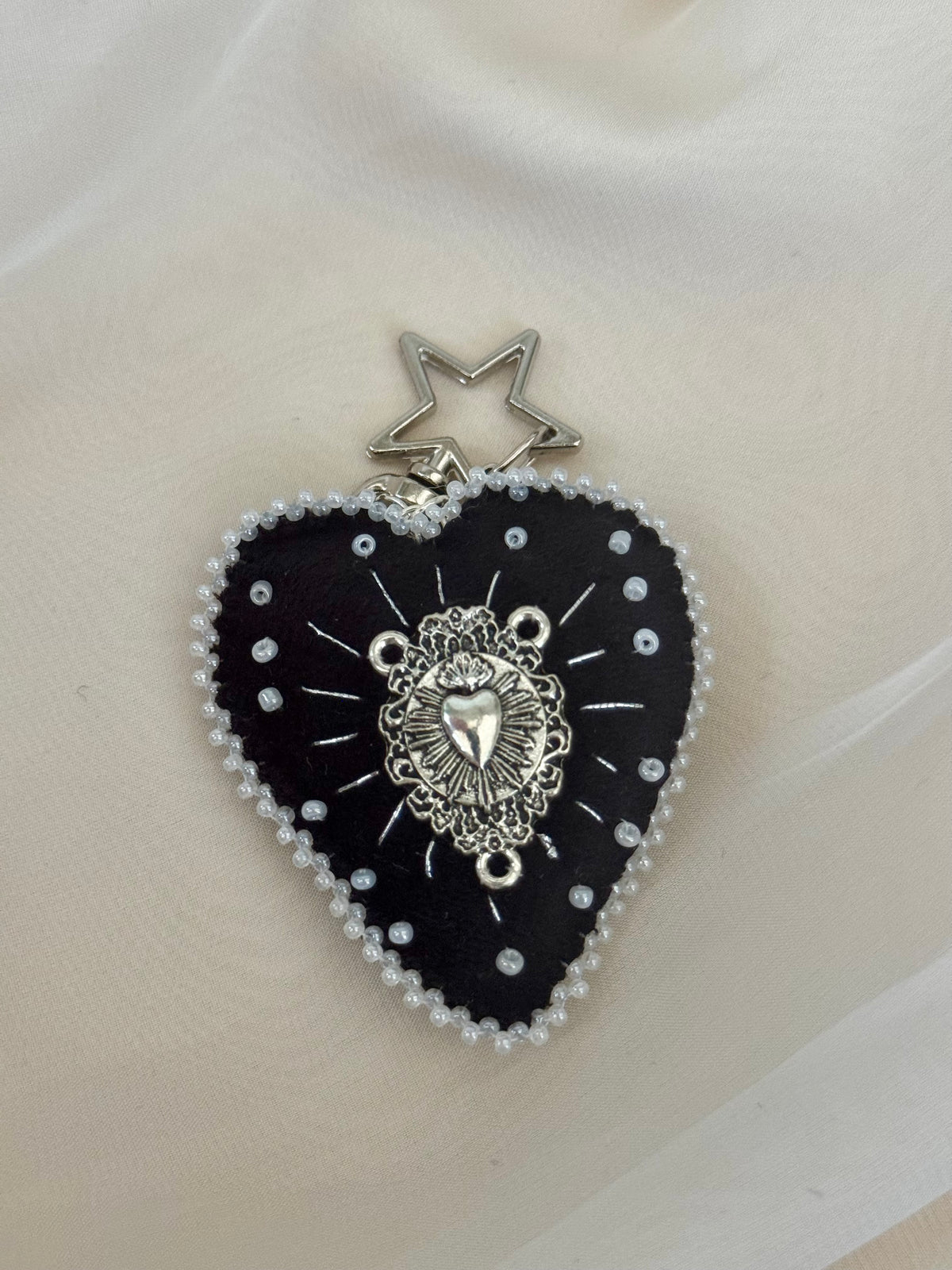Pearl Sacred Offering Black Velvet Bag Charm