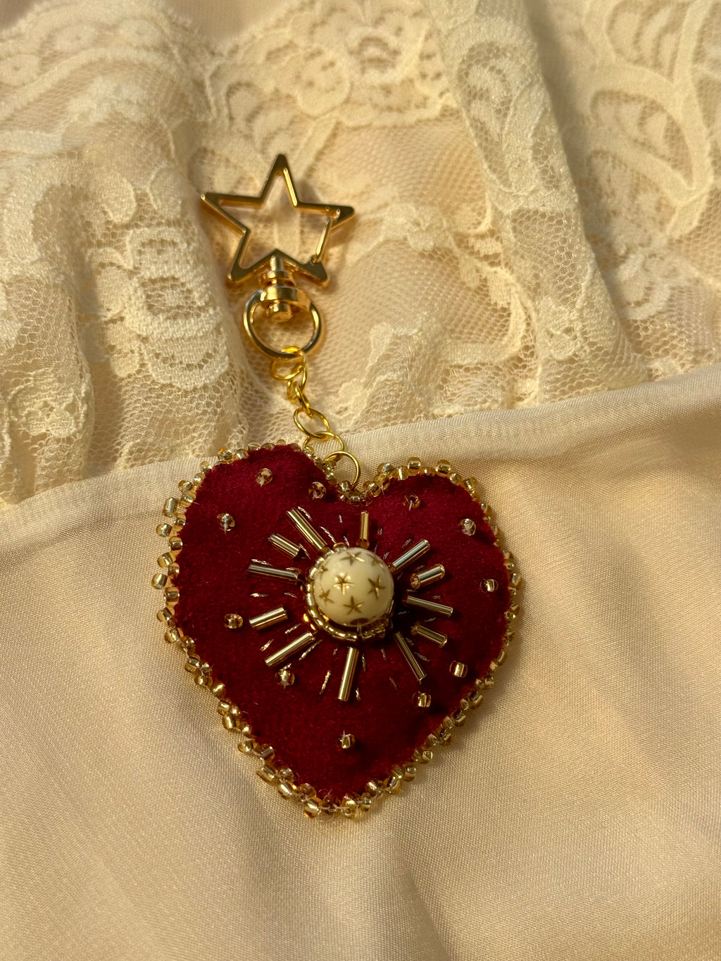 Sursum Corda Sacred Heart Velvet Bag Charm