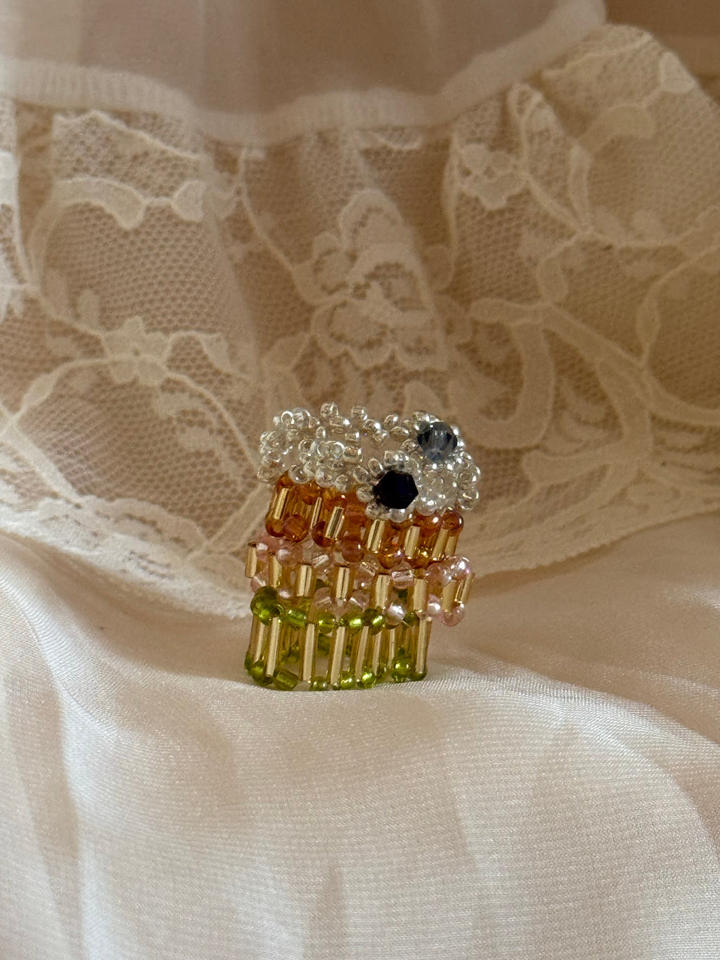 Coronet Hand Beaded Ring