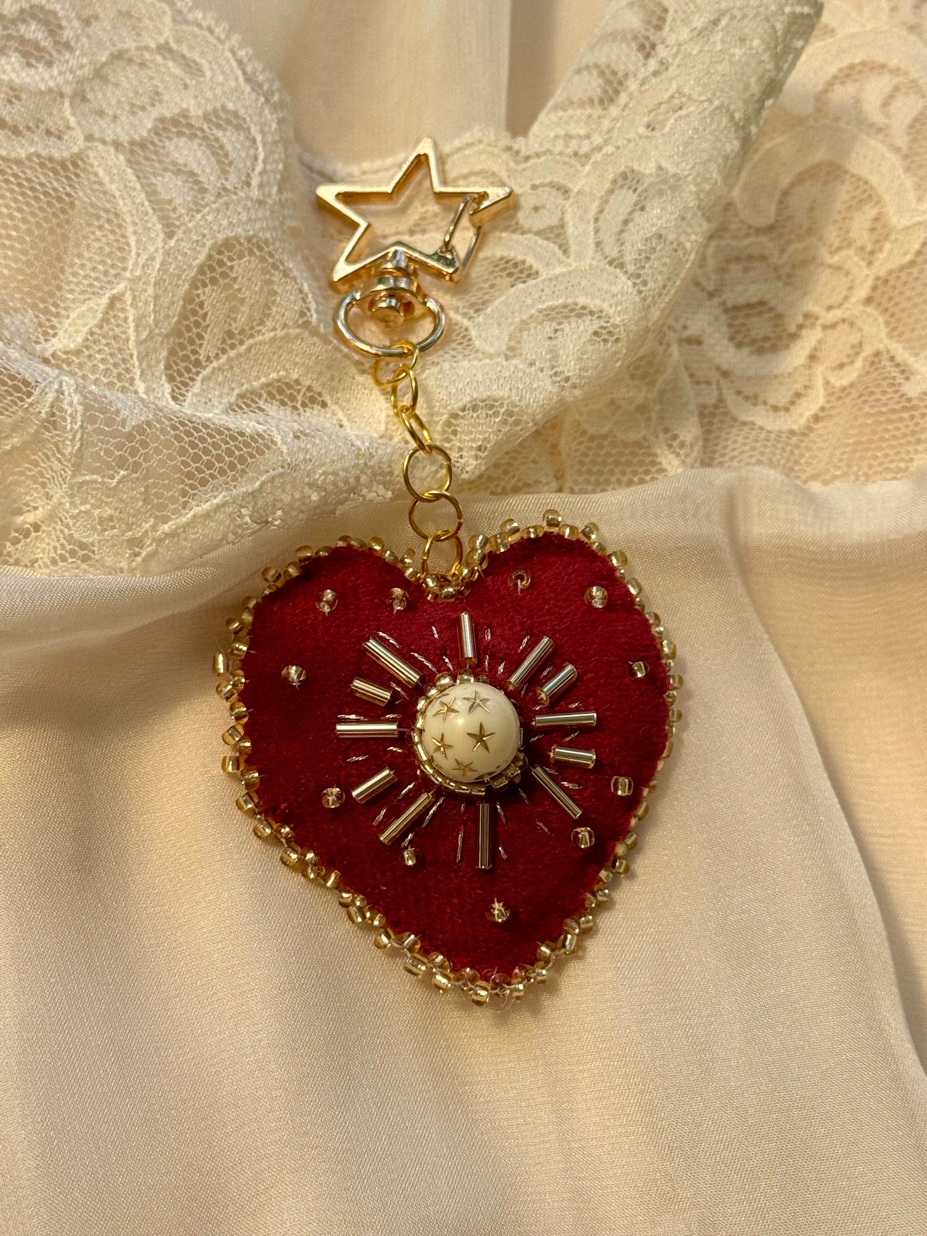 Sursum Corda Sacred Heart Velvet Bag Charm