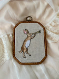 Herald Hare Framed Medieval Embroidered Rabbit