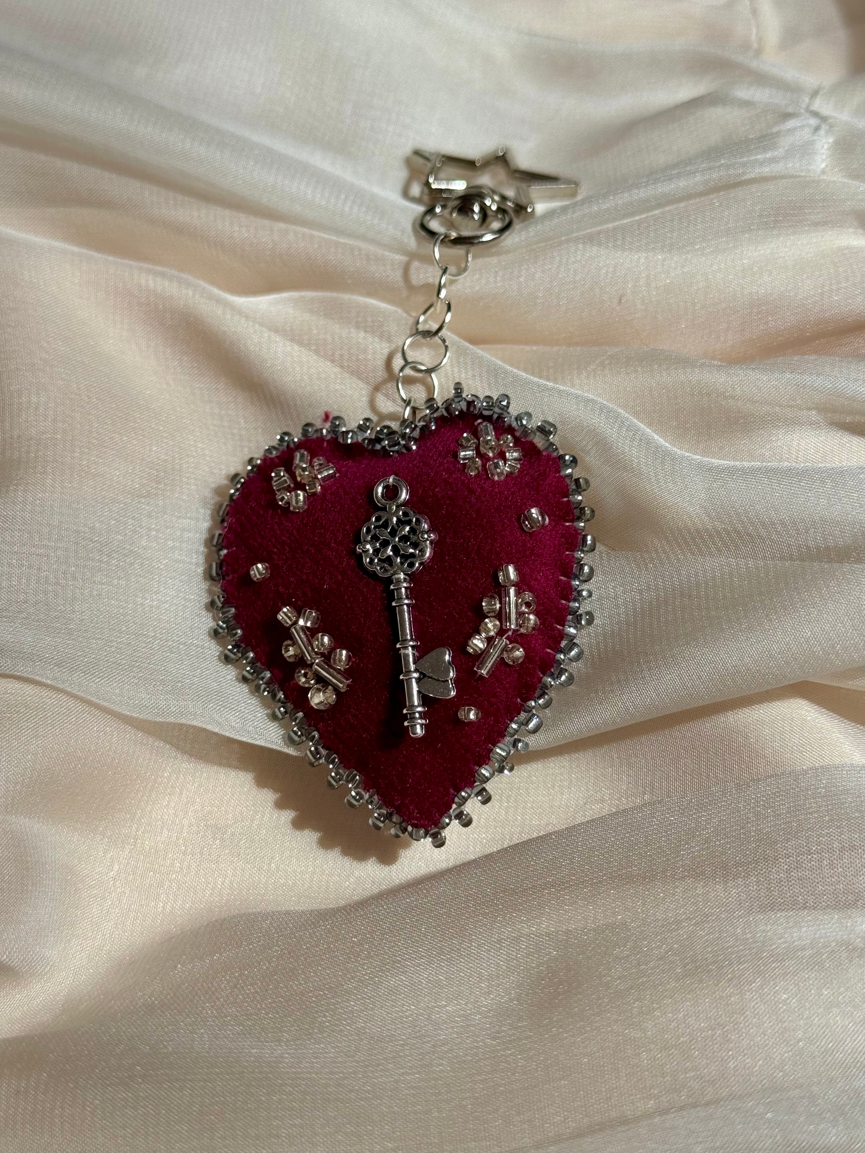 Keeper of Secrets Velvet Sacred Heart Bag Charm