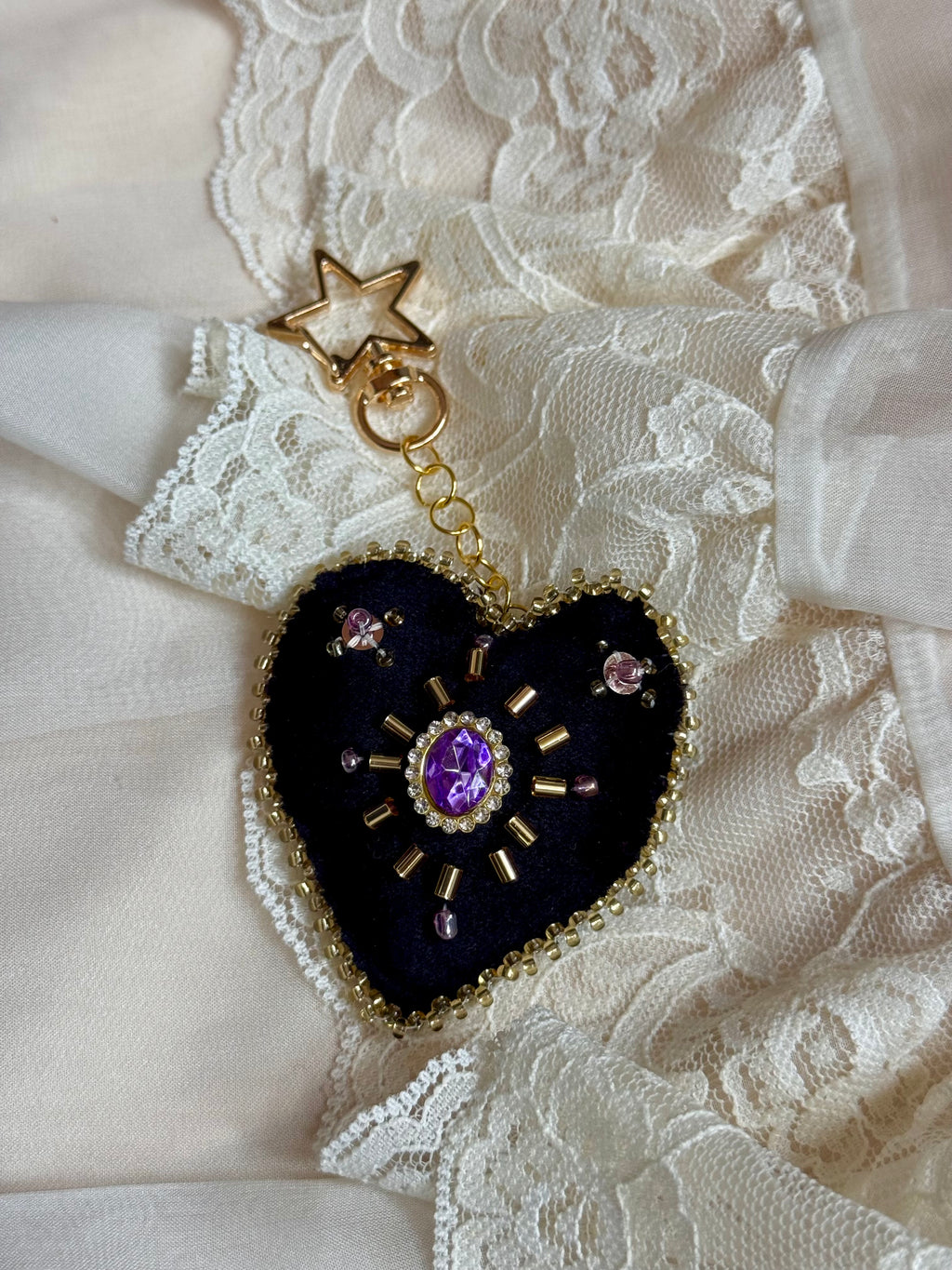 Vesper Velvet Sacred Heart Bag Charm