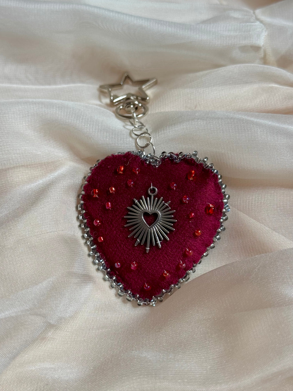 Misplaced Devotion Velvet Sacred Heart Bag Charm