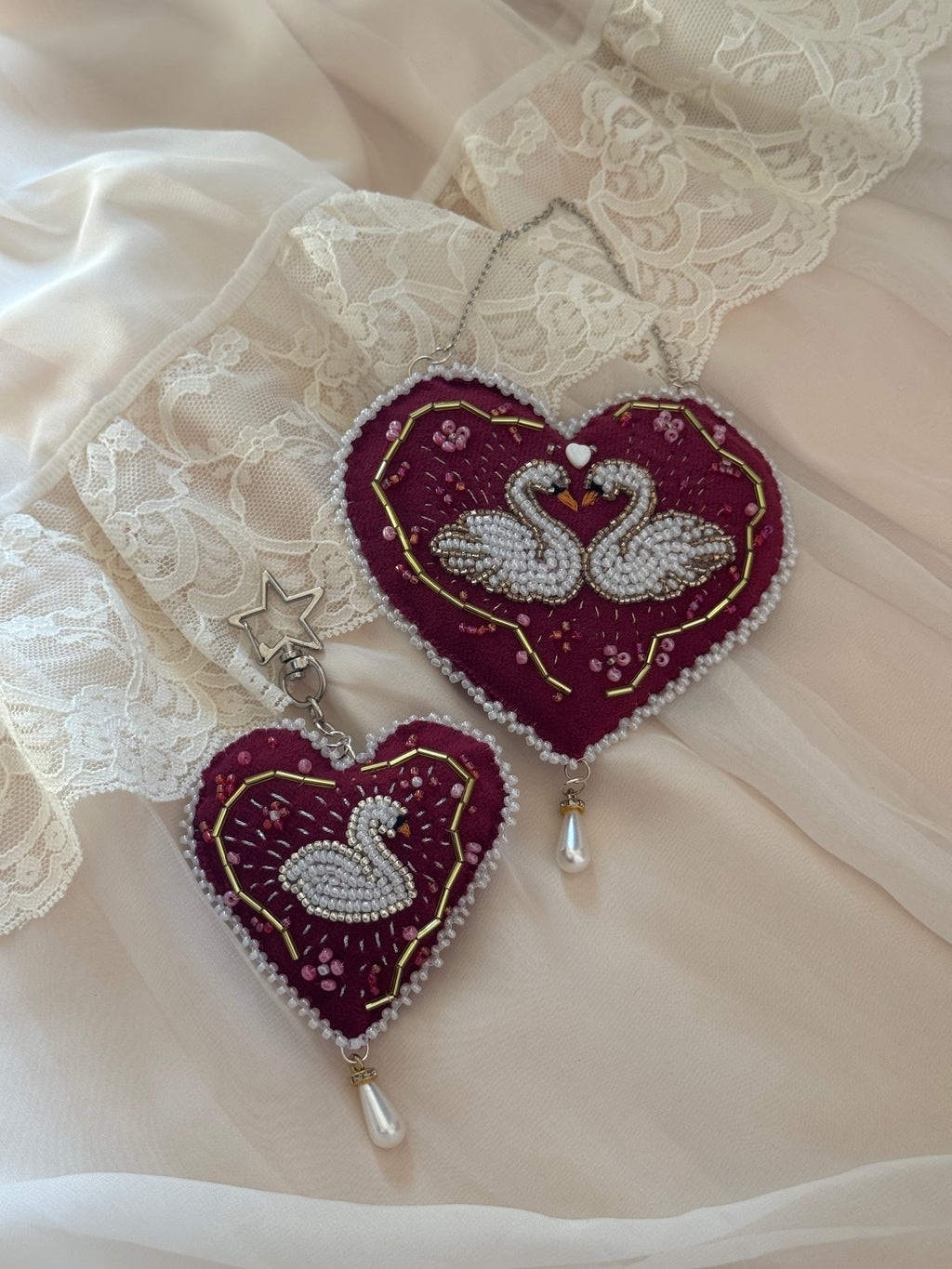 Swan’s Heart Bag Charm