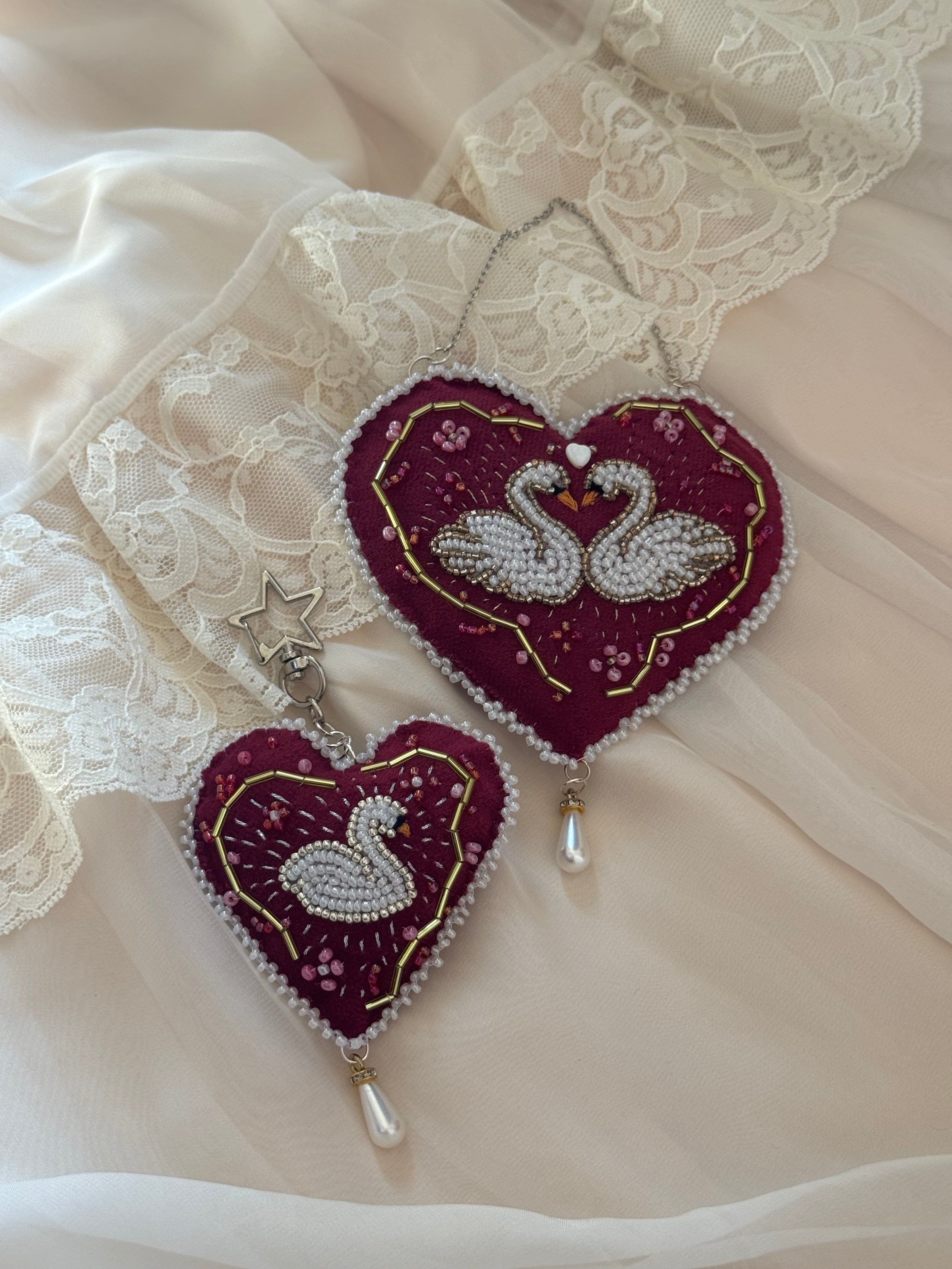 Swan’s Heart Bag Charm