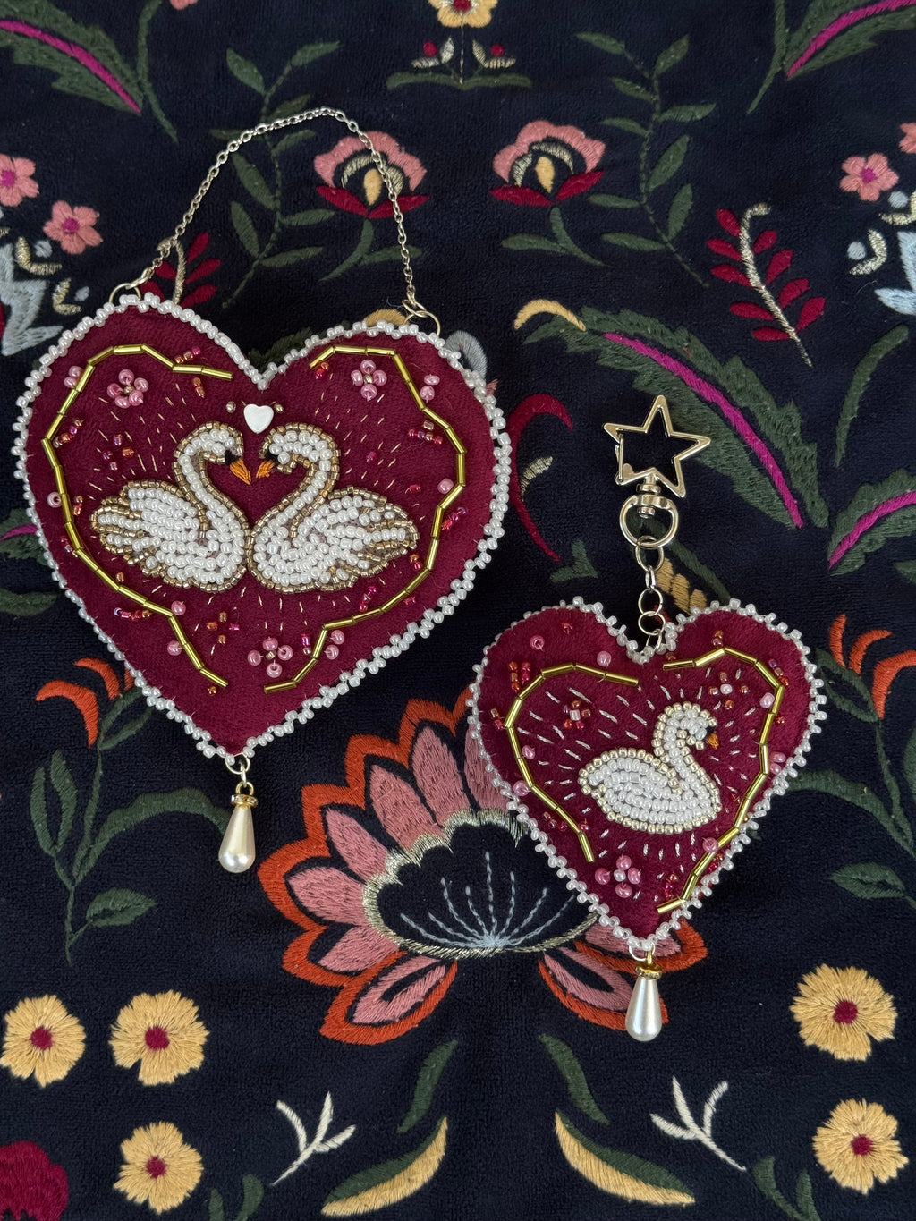 Swan’s Heart Bag Charm